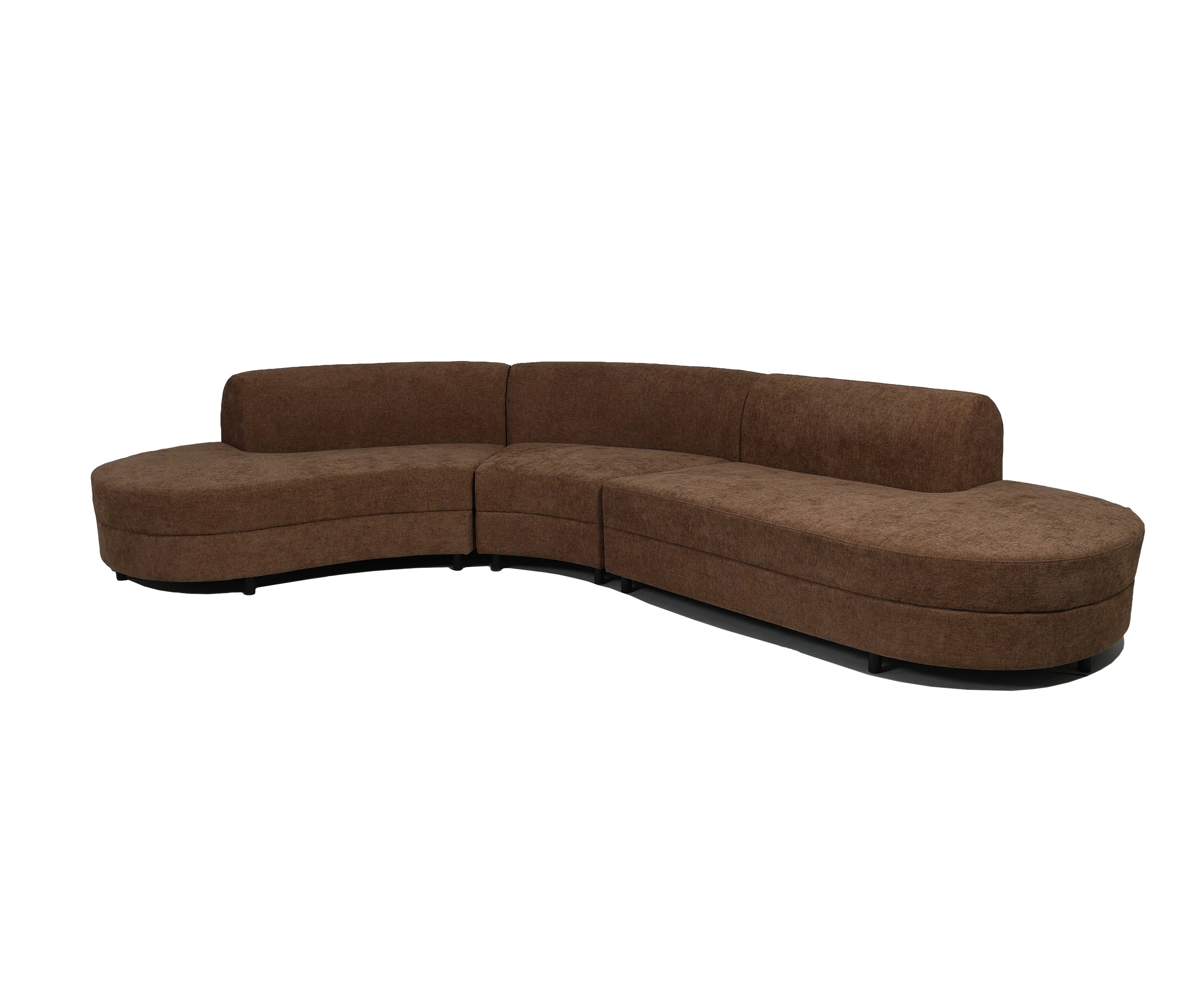 Bouclé Curved Sectional Sofa in Warm Mocha Brown