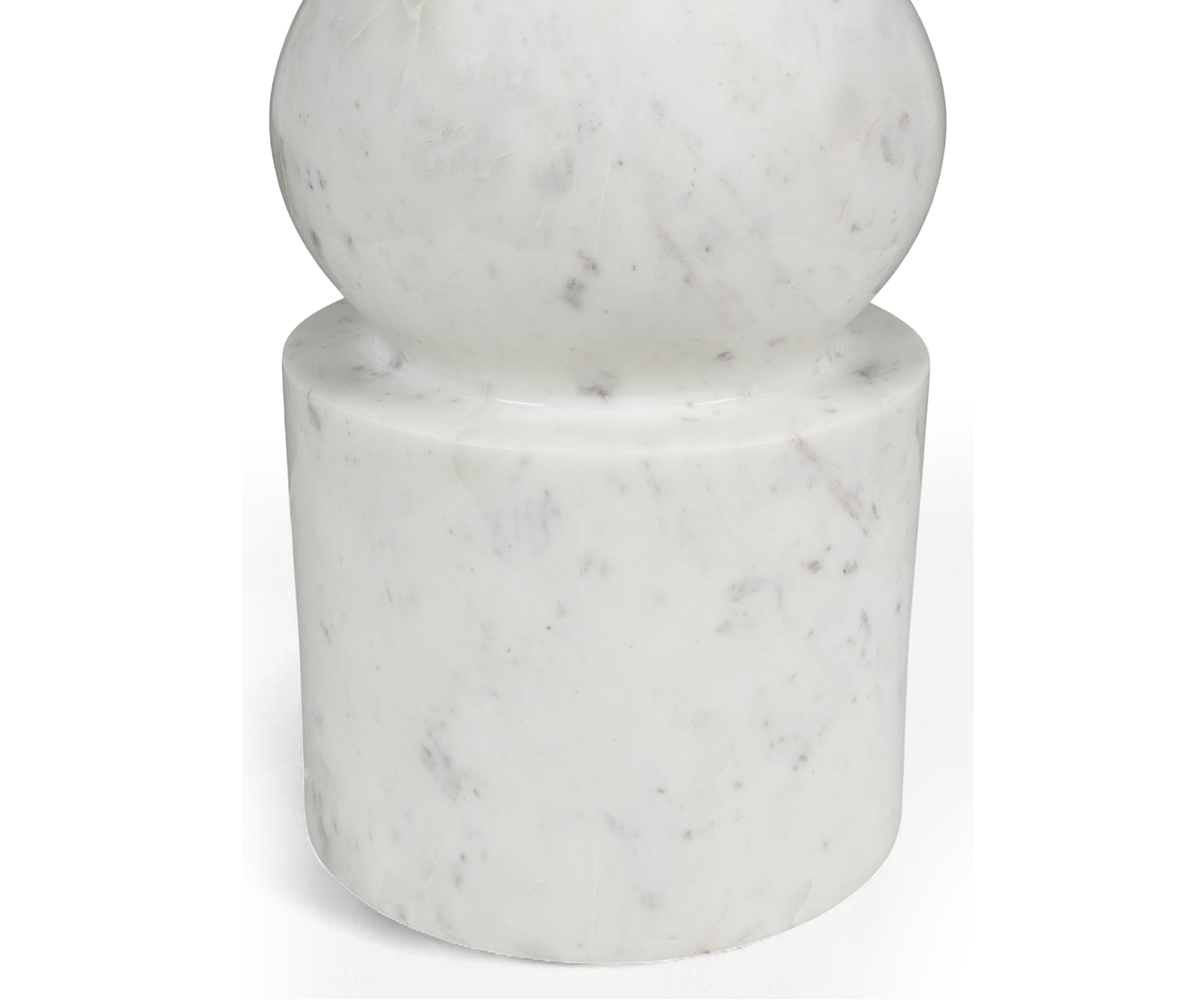 White Marble Sculptural Side Table with Orb Totem Base
