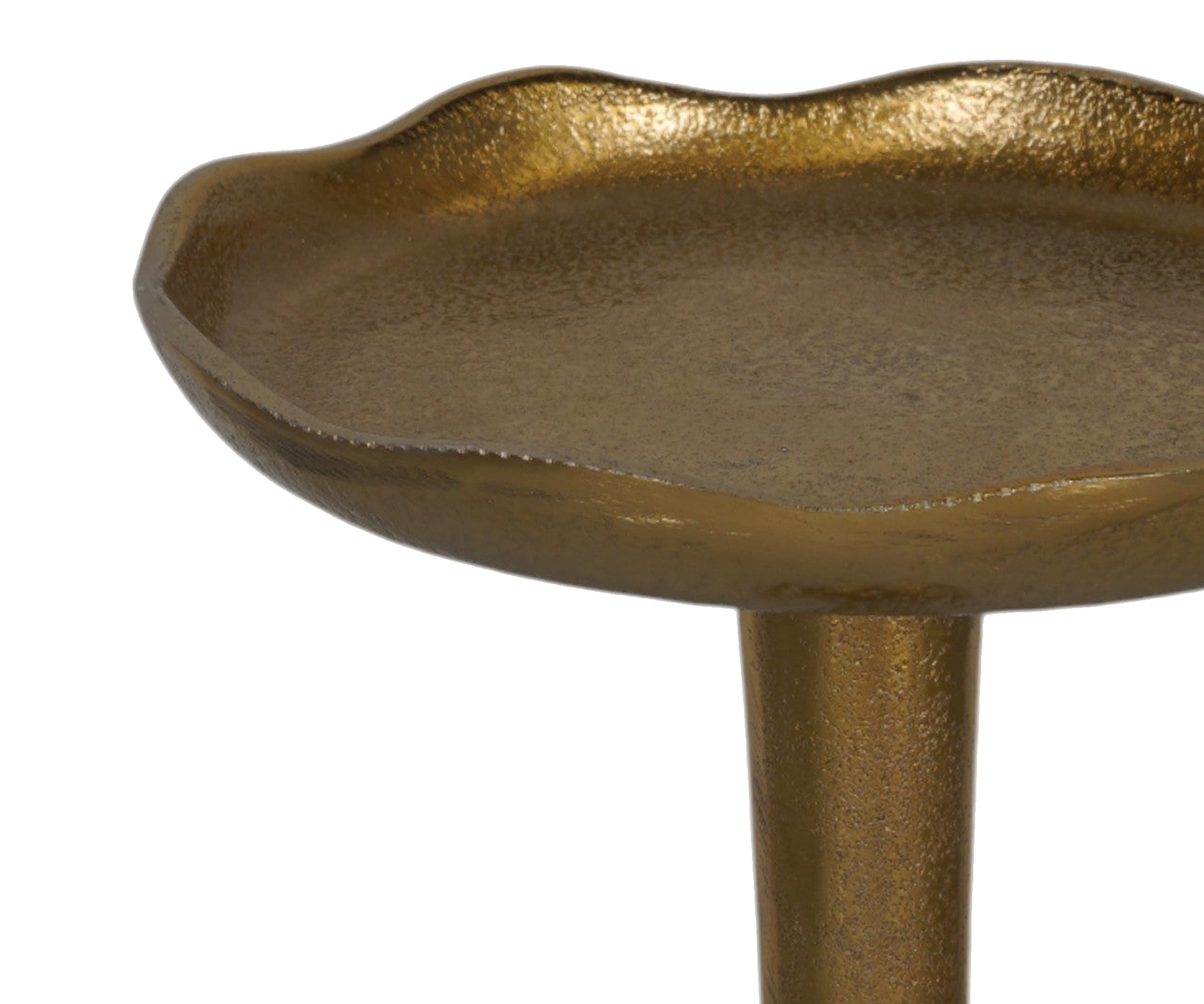 Antique Brass Martini Side Table with Scalloped Tray Top