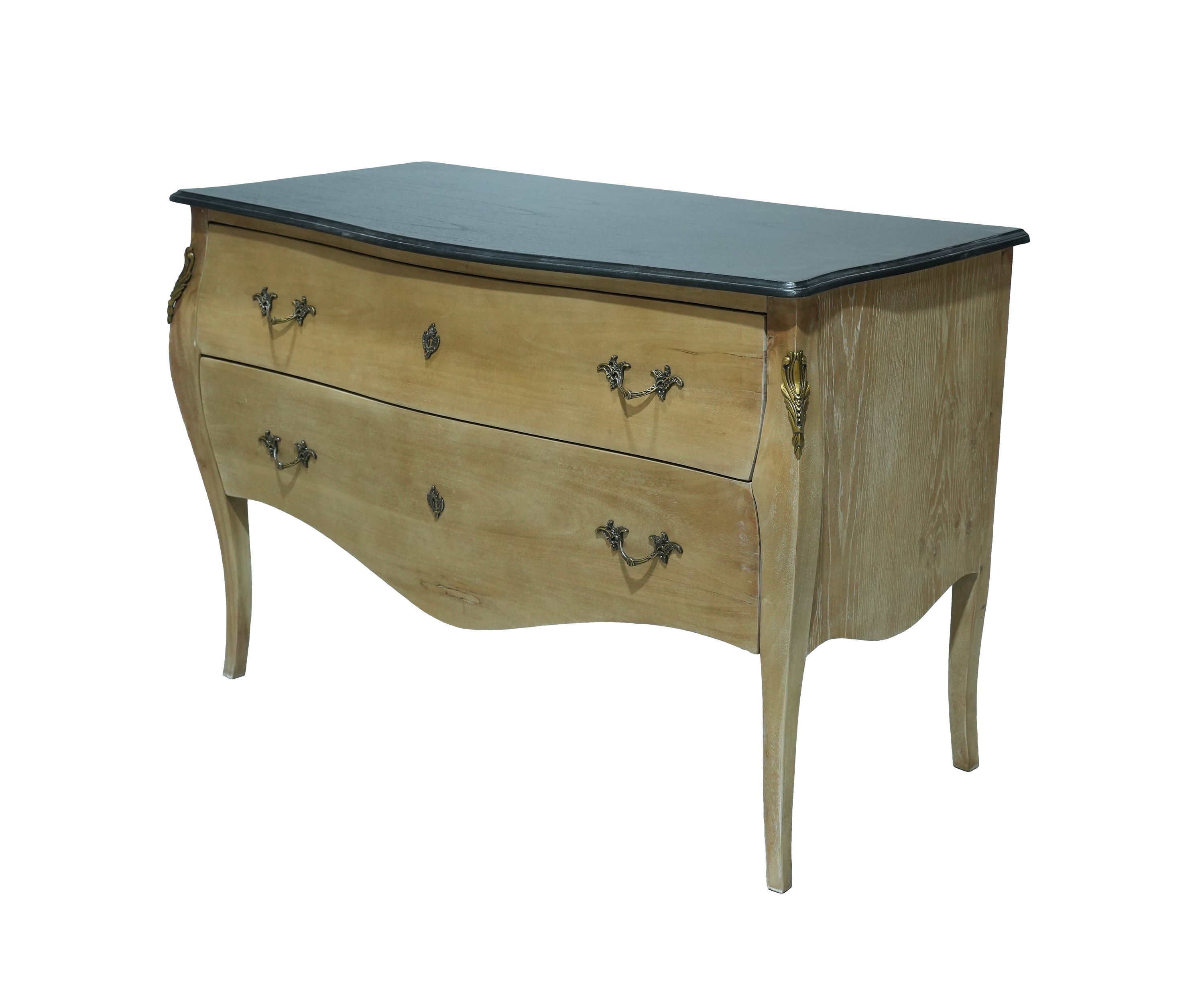 Bombe 2-Drawer Chest of Drawer with Black Top