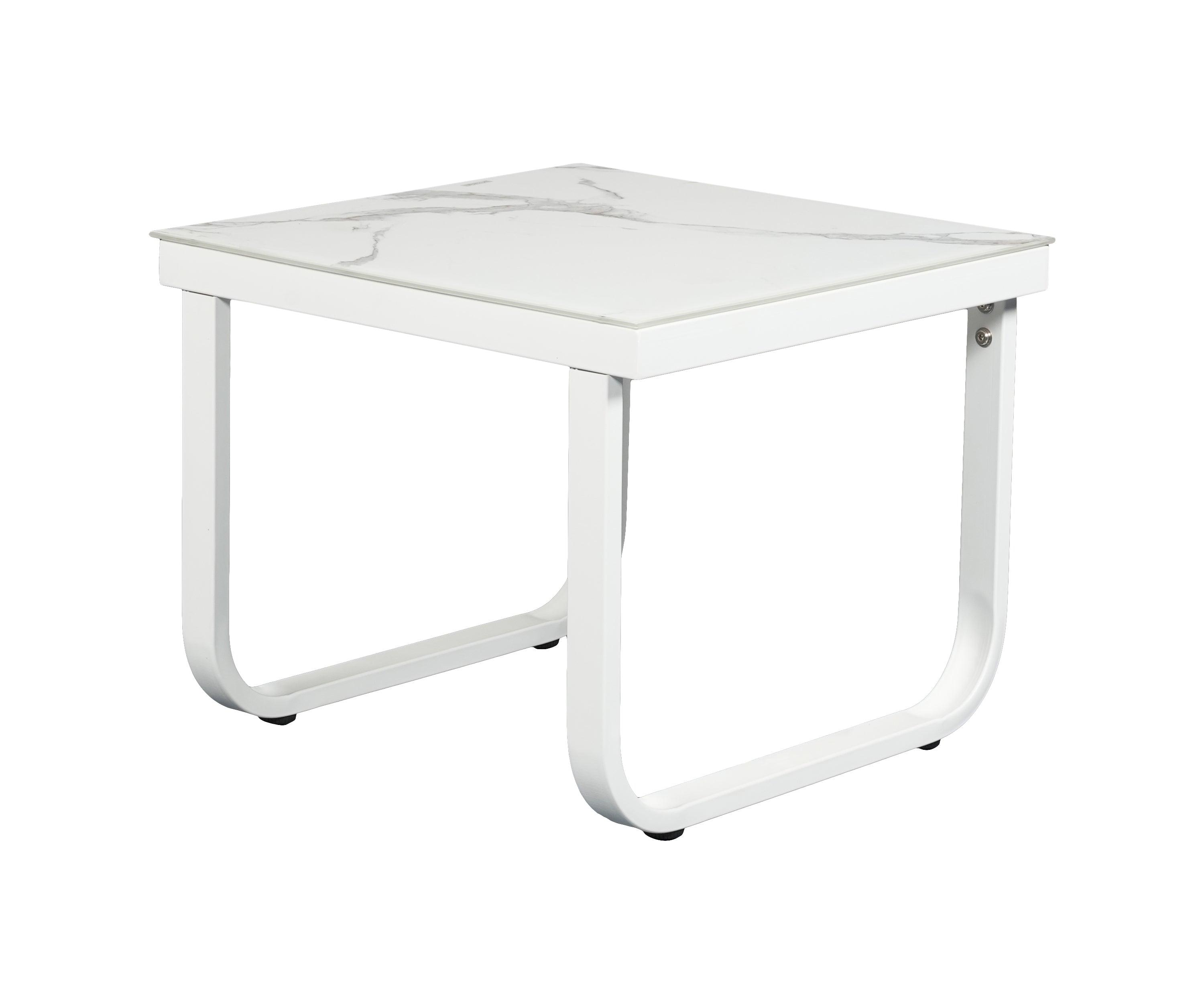 Outdoor Metal Side Table with Curved Open-frame Legs