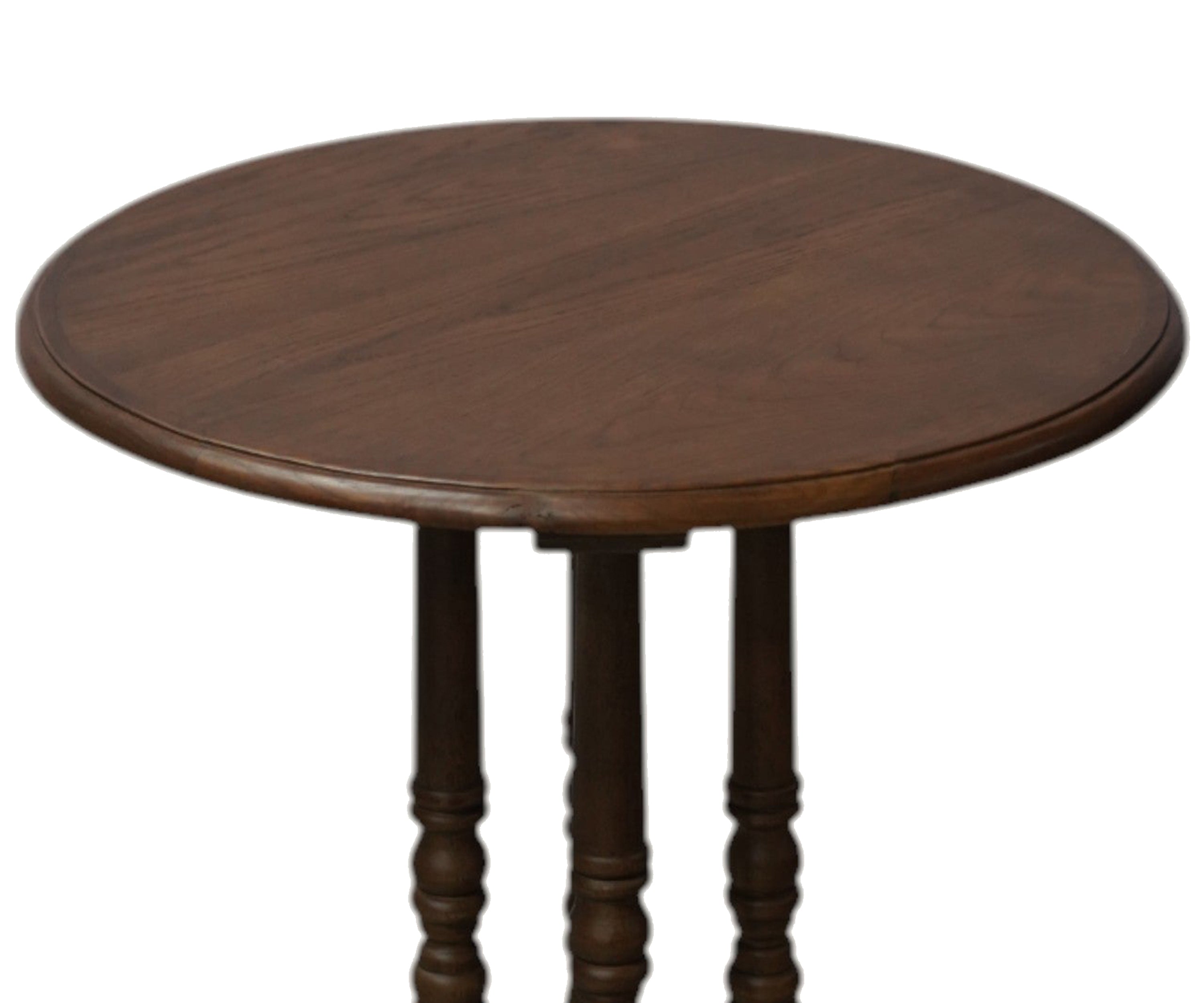 Round Wooden Side Table with Turned Spindle Pedestal Base