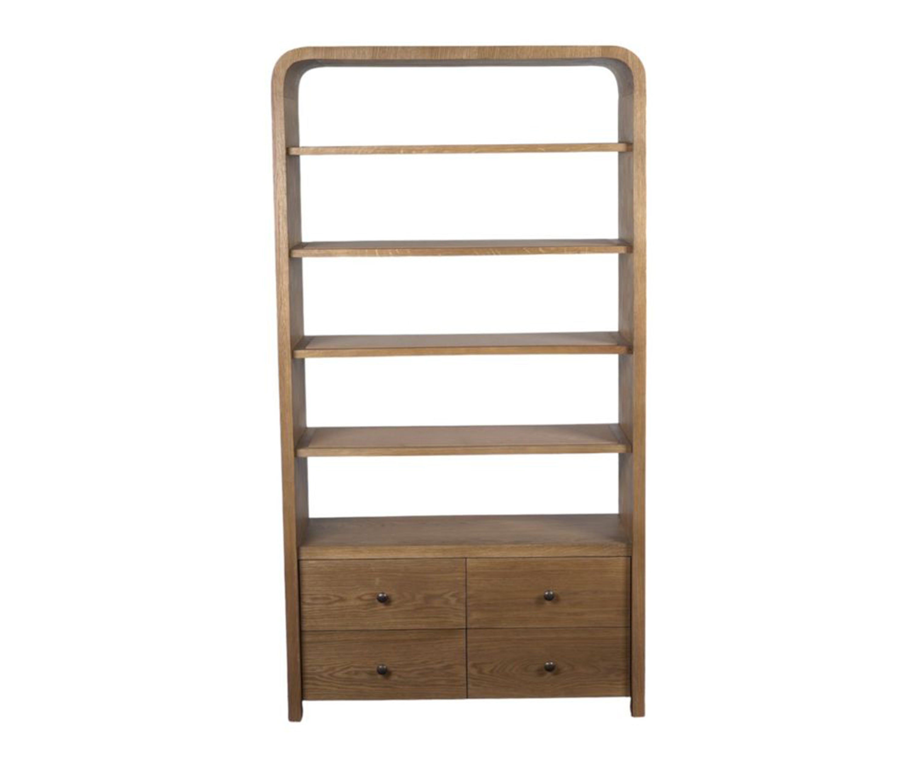 Modern Oak Wooden Display Shelf with 4 Drawers