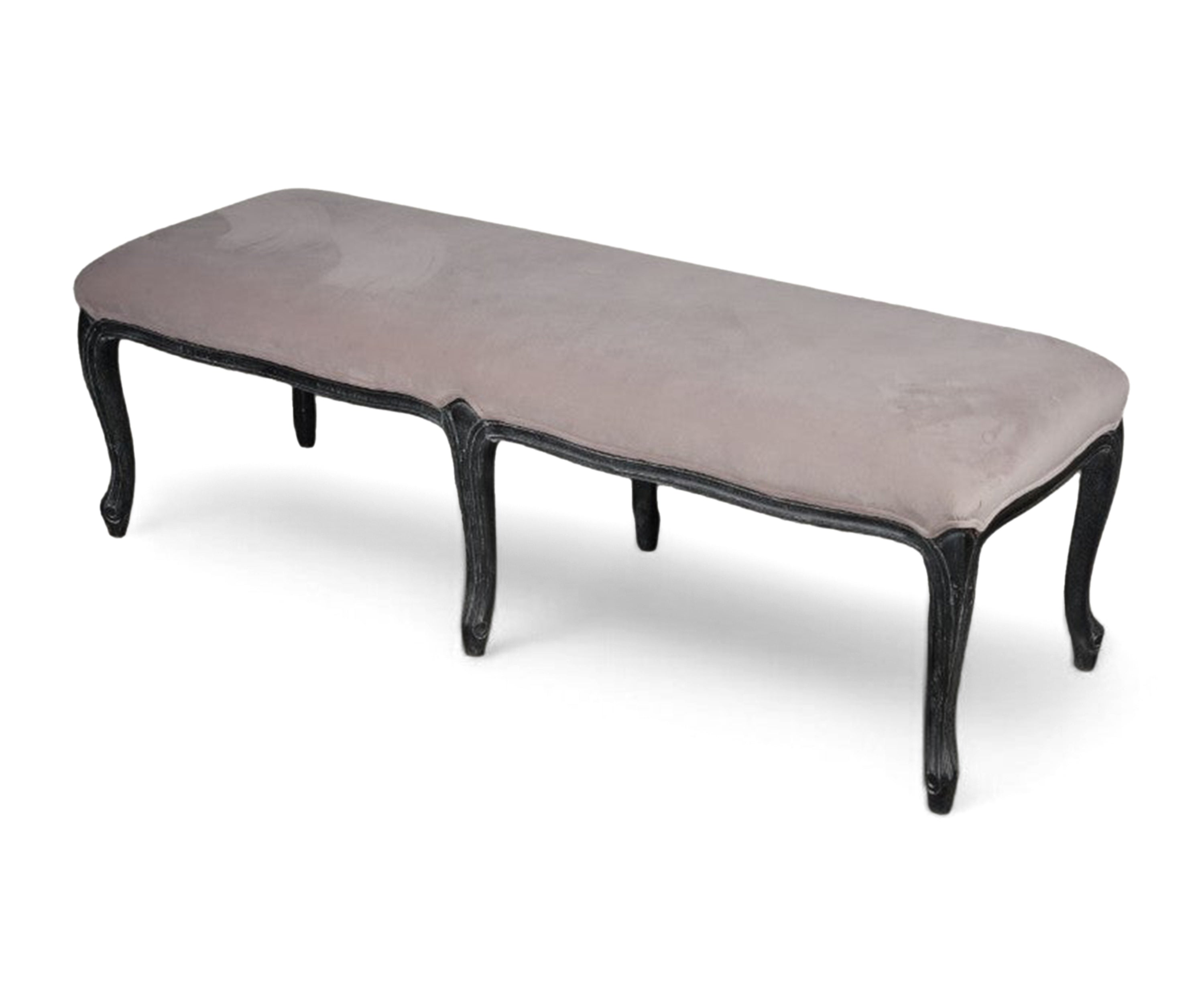 Vintage pink Velvet Bed Bench with Black Wooden Legs