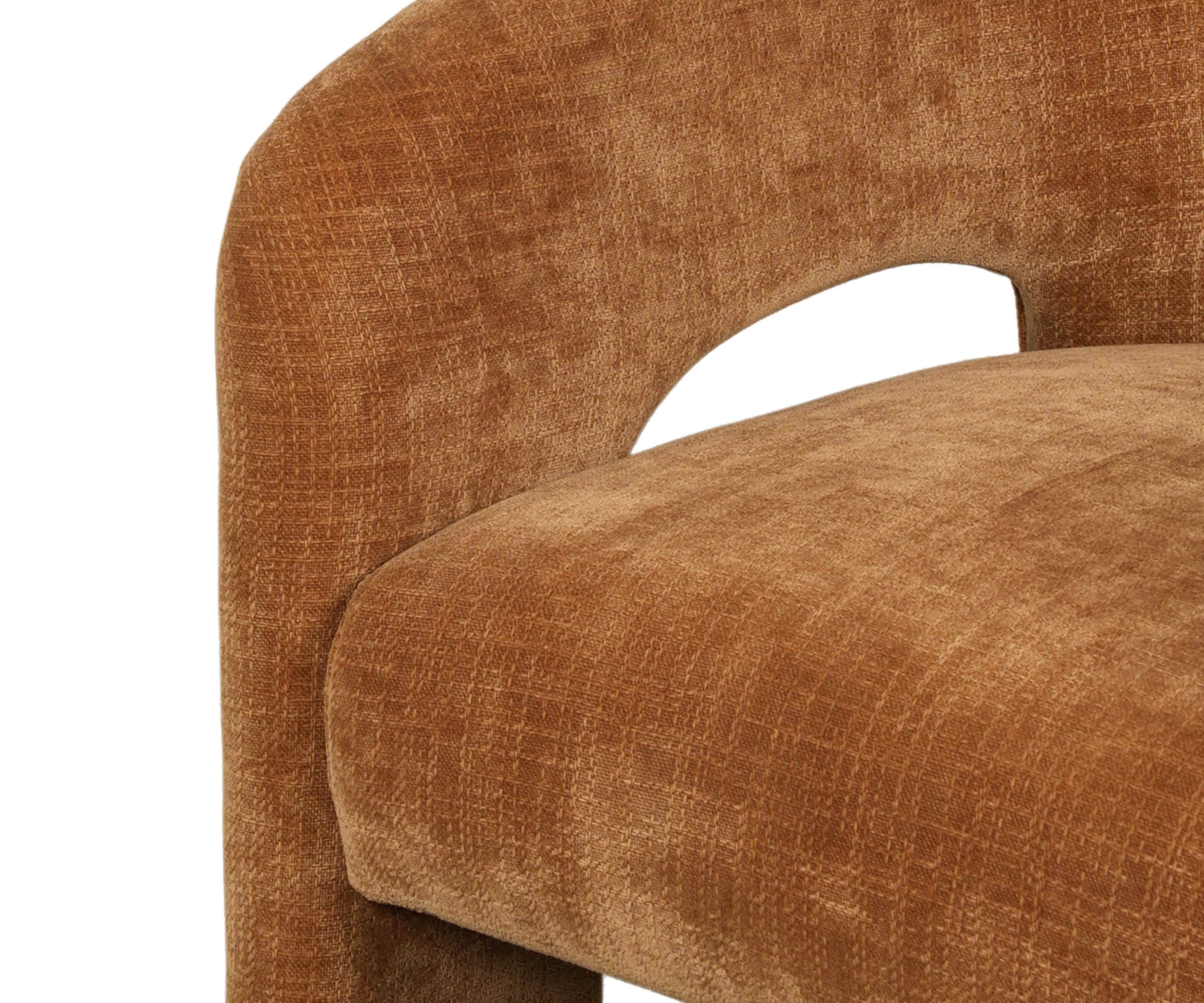 Camel Velvet Barrel Arm Chair