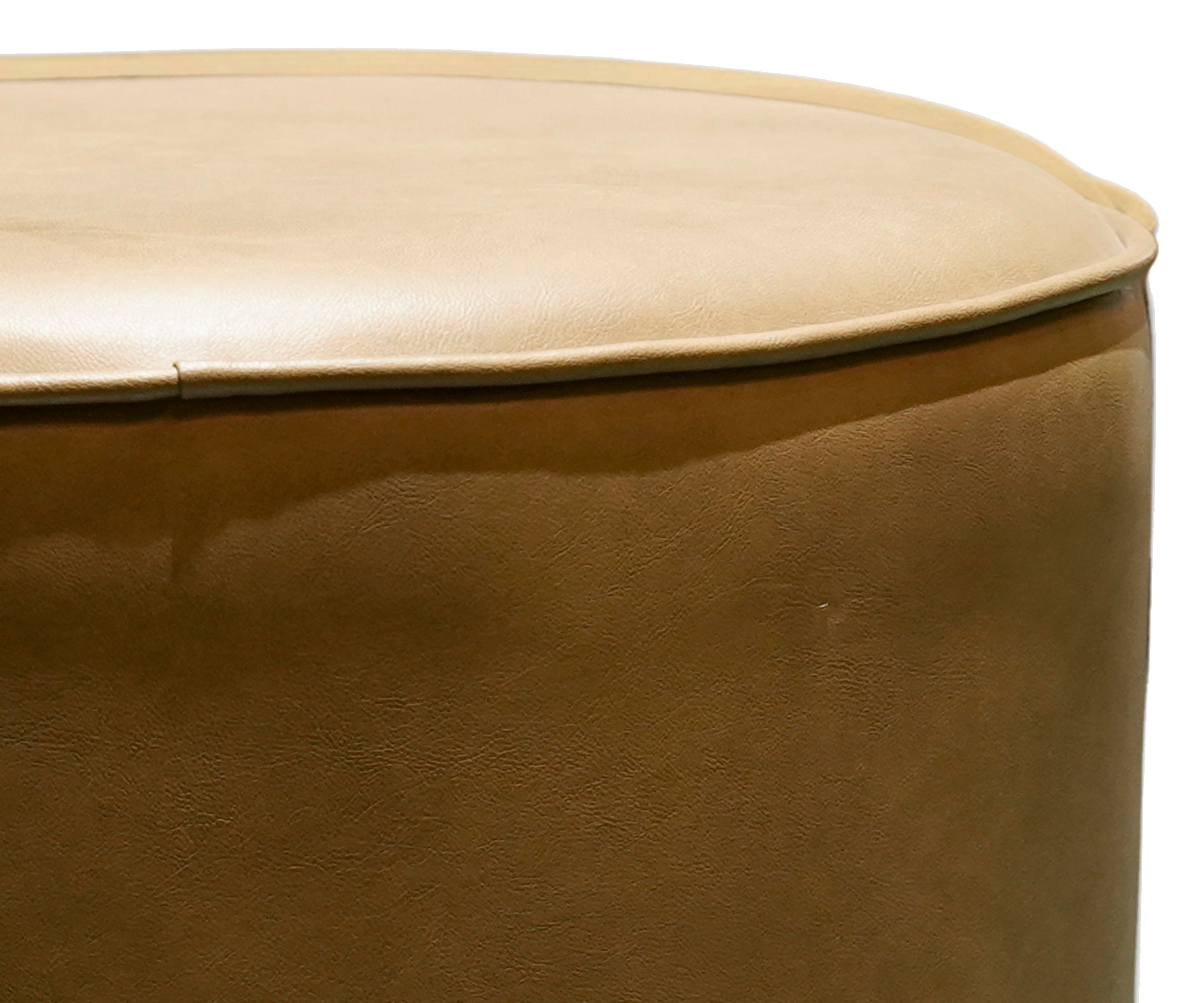 Round Leather Ottoman