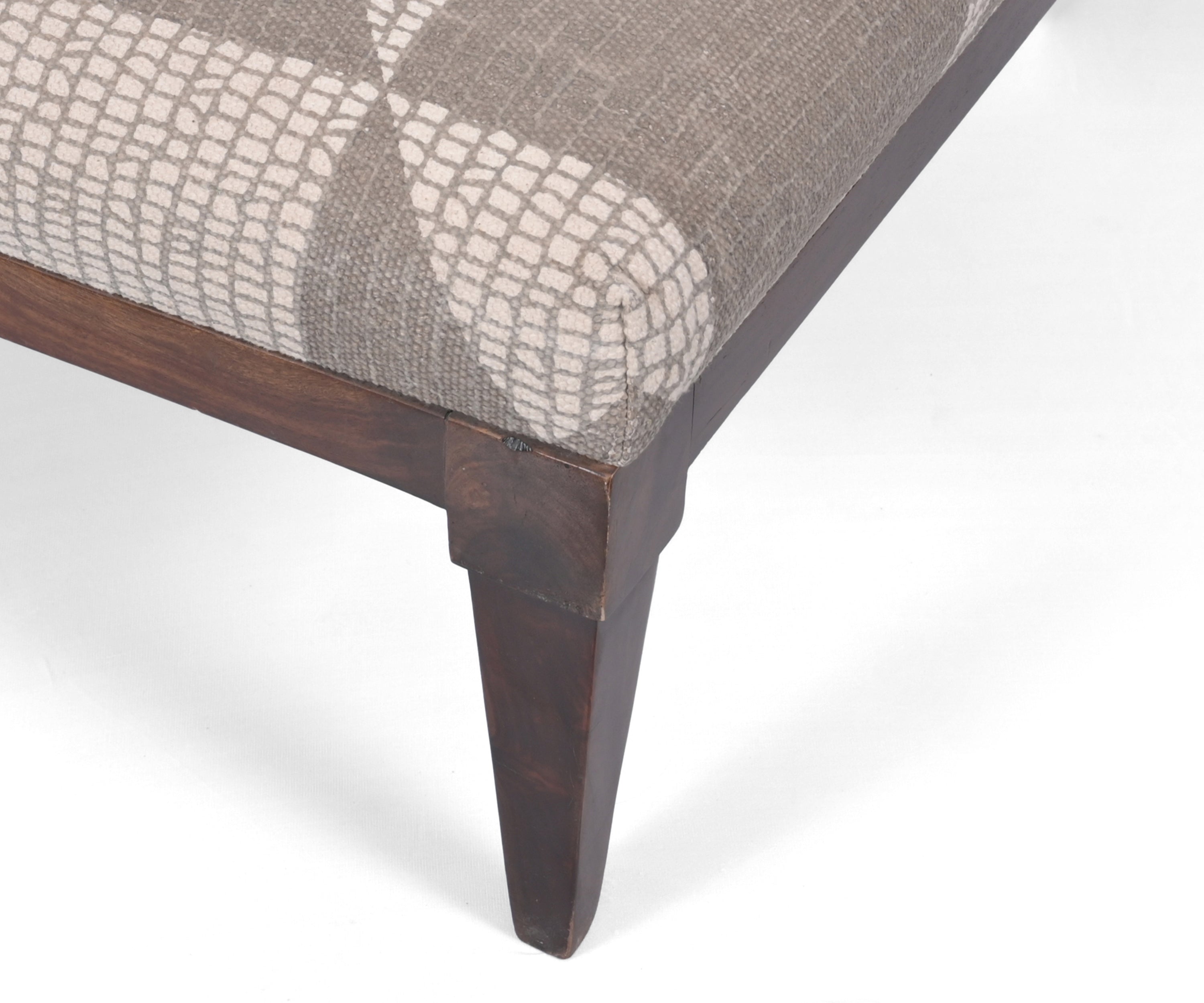 Geometric Printed Ottoman with Wooden Legs