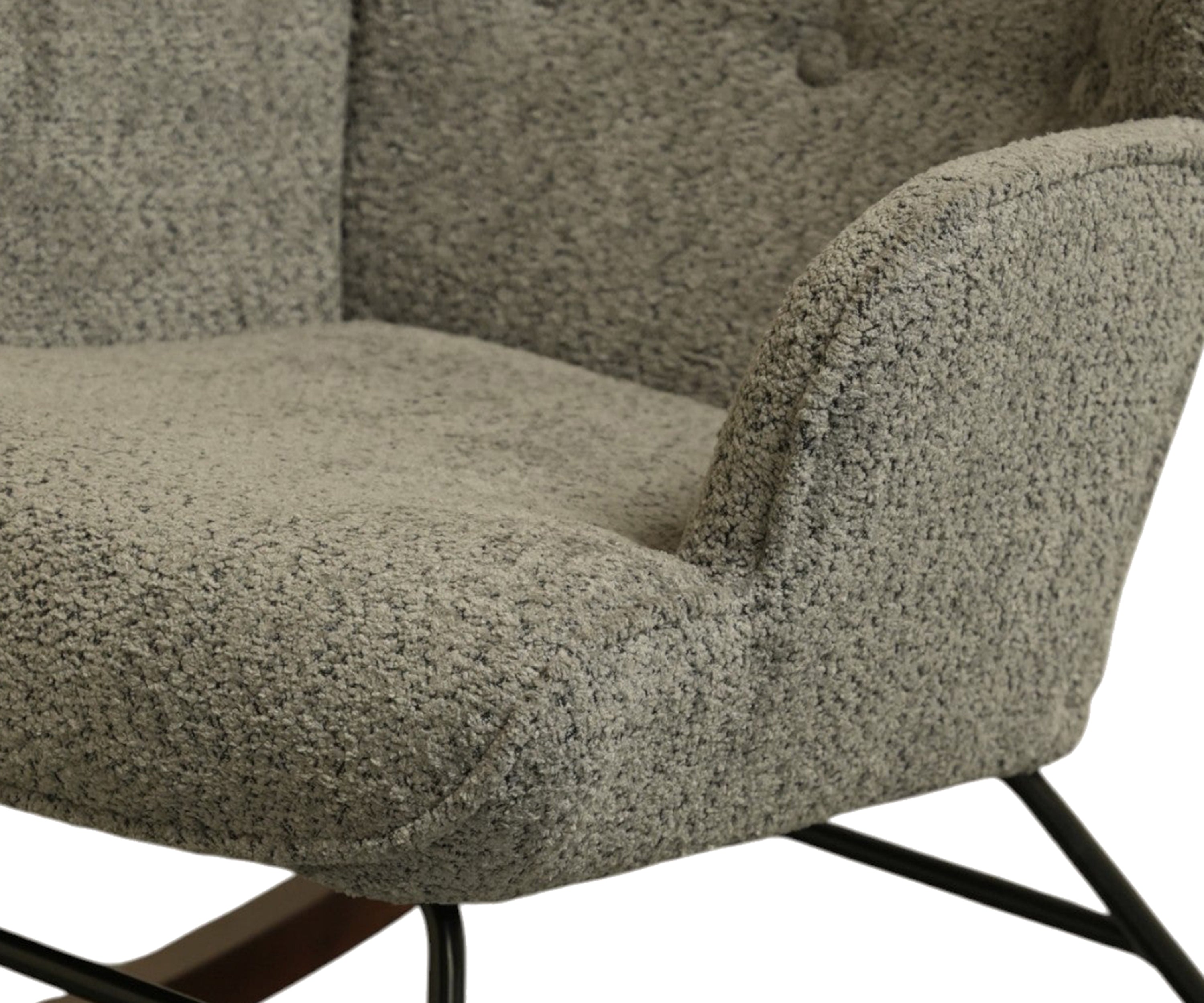 High Back Bouclé Rocker Chair - Gray