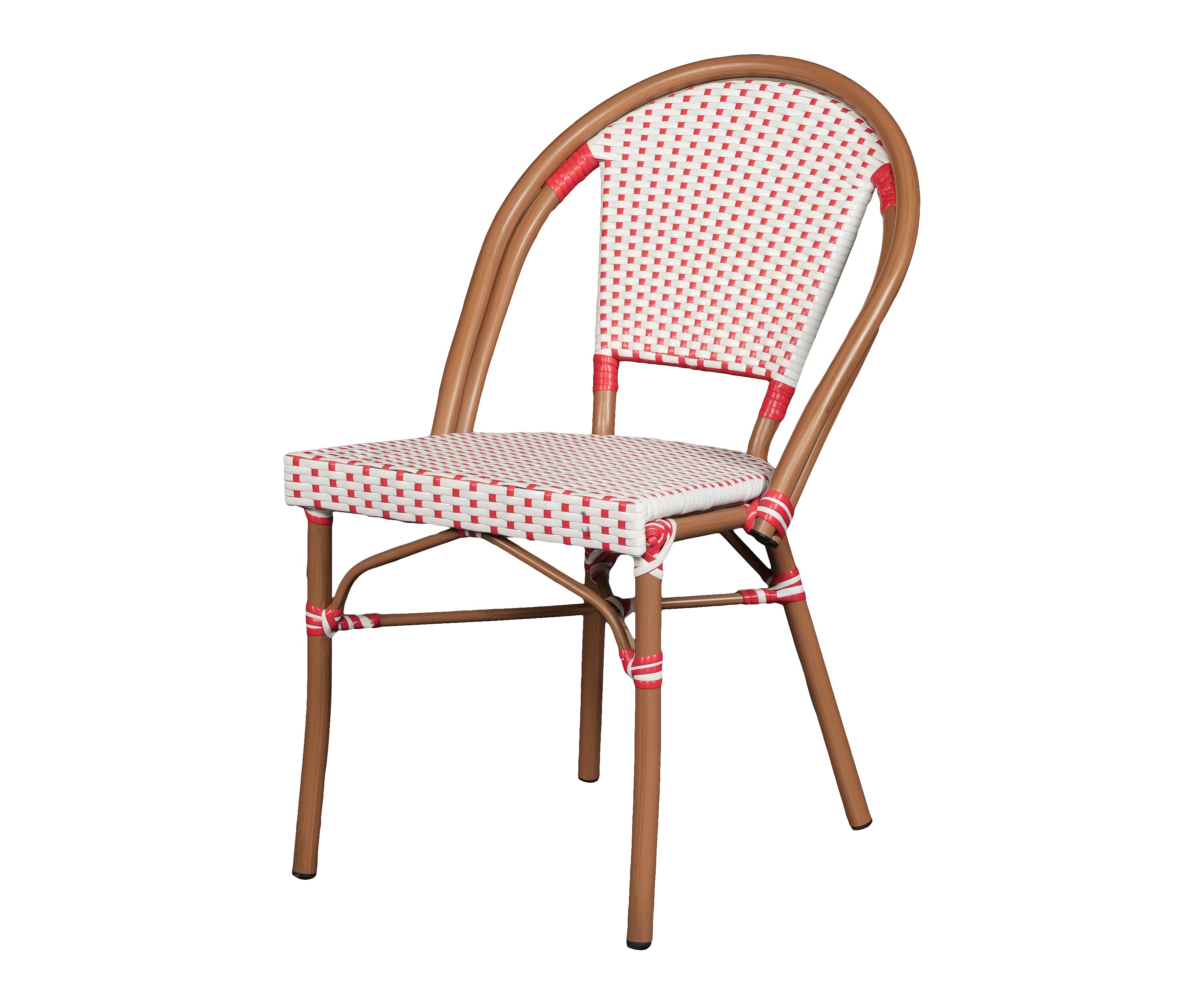 Red & White Woven Nylon Rope Outdoor Armchair with Metal Frame