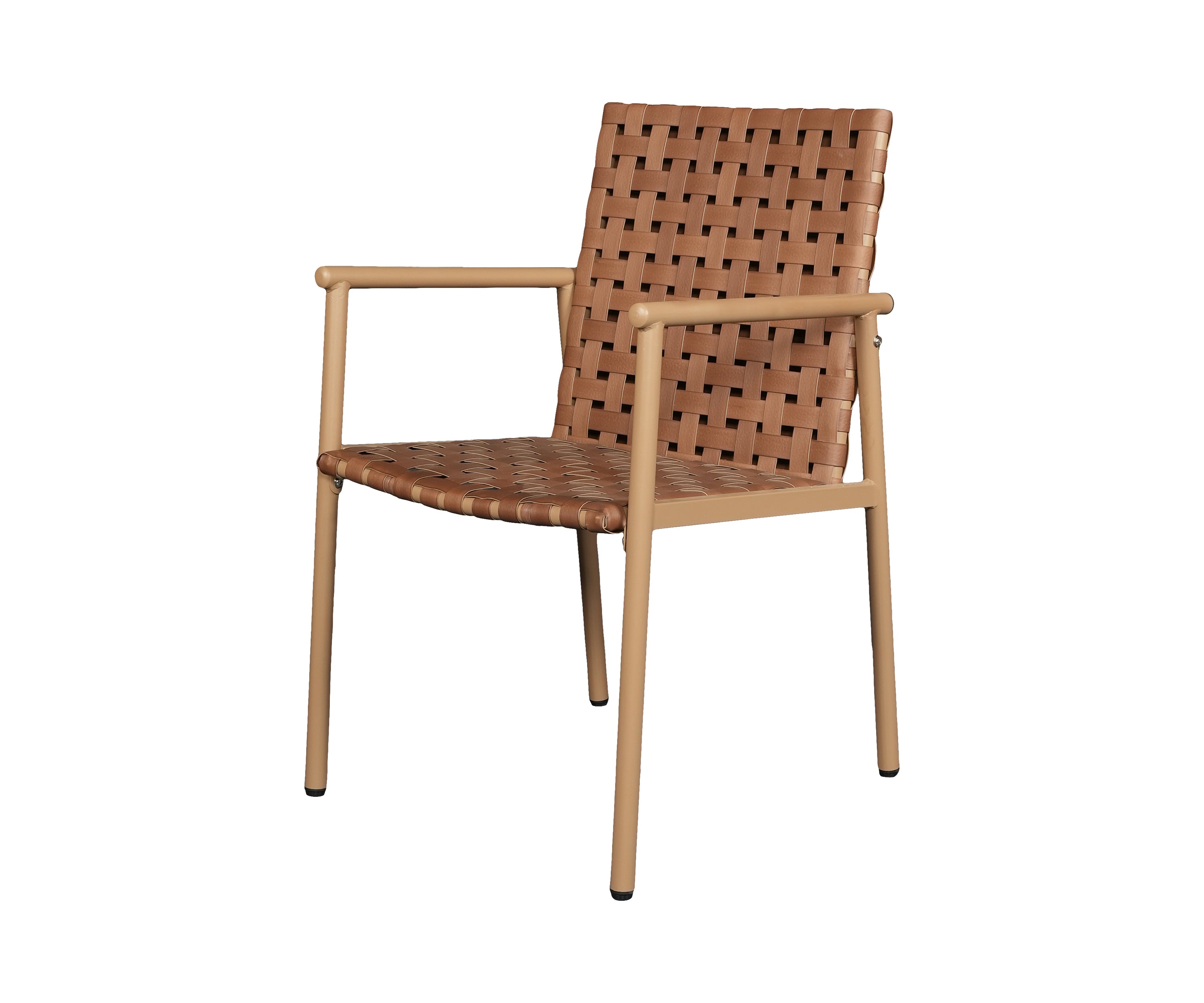 Brown Woven Garden Lounge Chair with Metal Frame