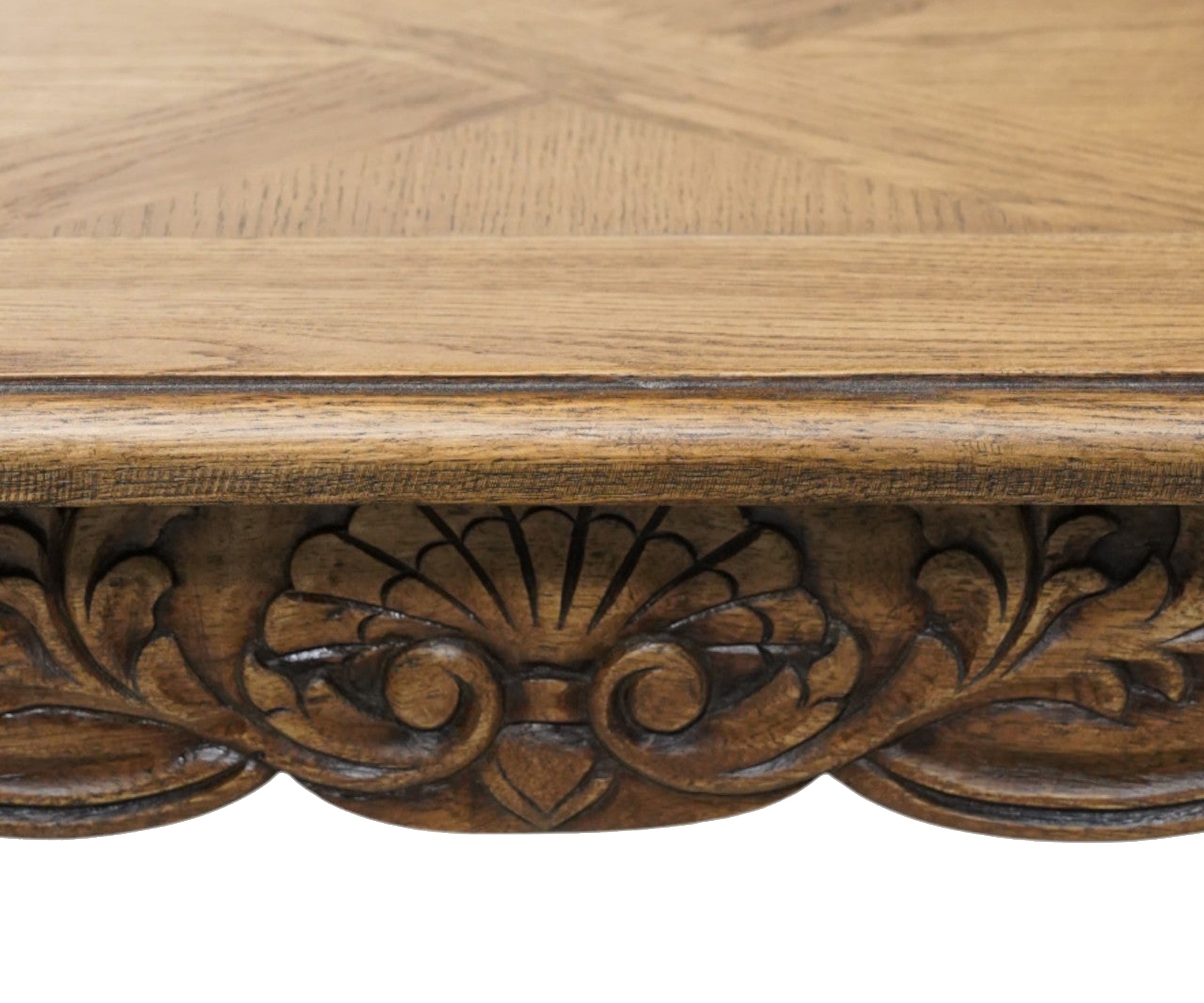 French Carved Acacia Wood Coffee Table