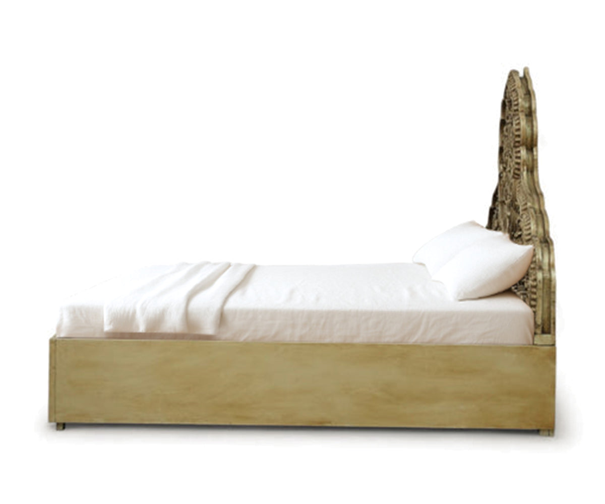 Ornate Carved Bed with Storage