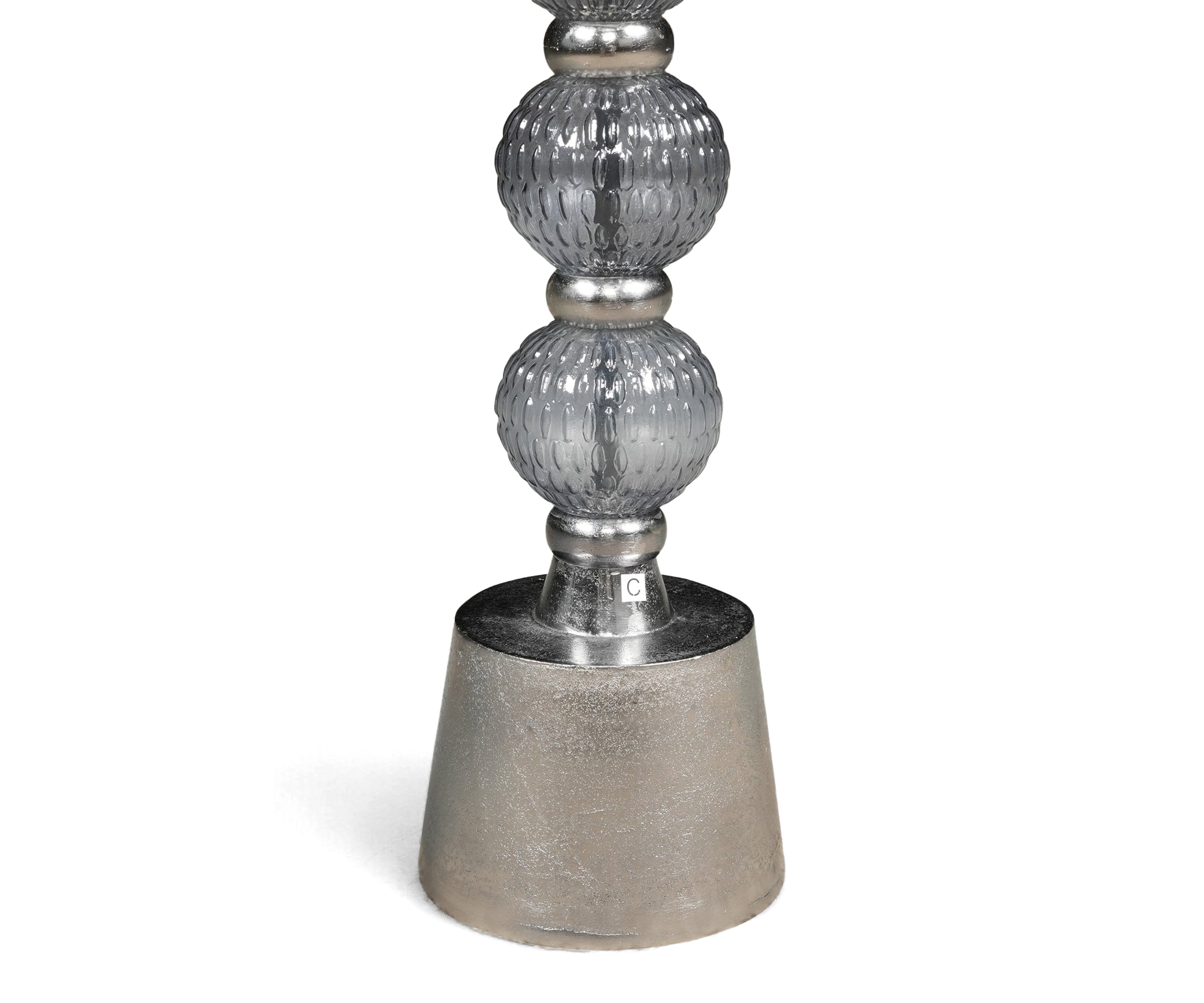 Black Glass Martini Side Table with Triple Orb Sculptural Base