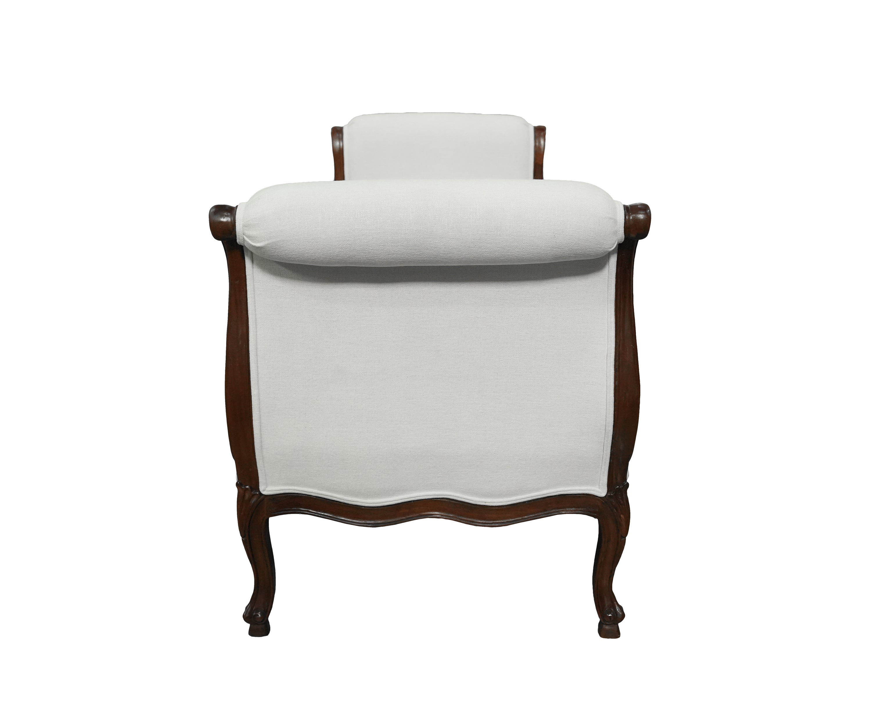 French Style Carved Wood Upholstered Bench