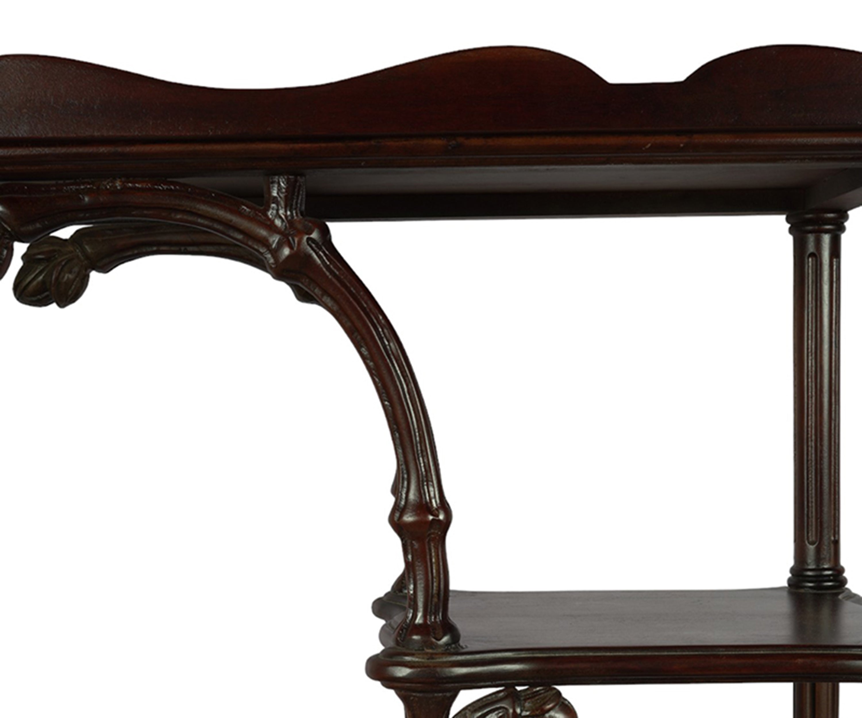 Modern Dark Wooden Display Shelf with Curved Legs