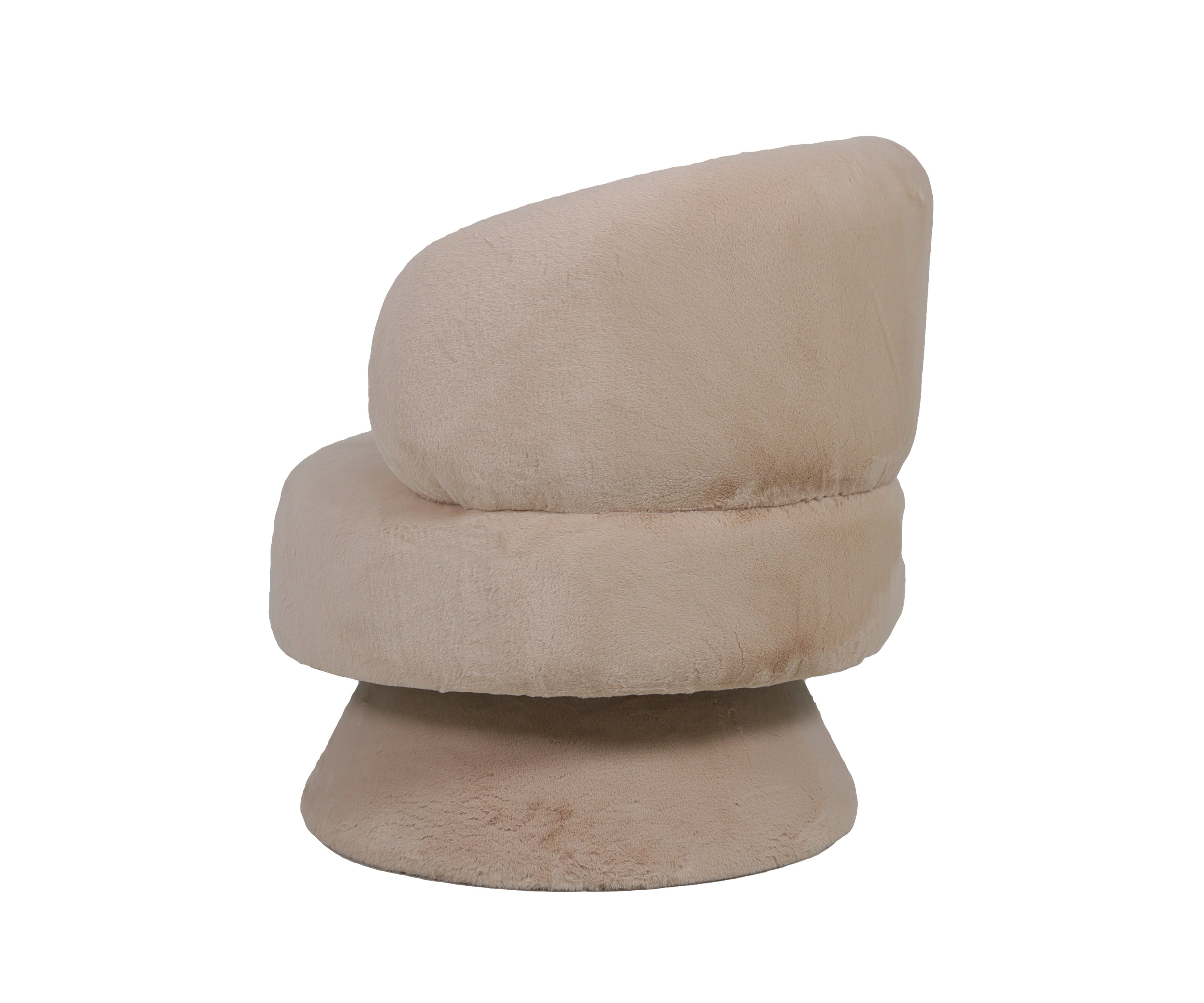 Plush Velvet Swivel Barrel Armchair in Beige