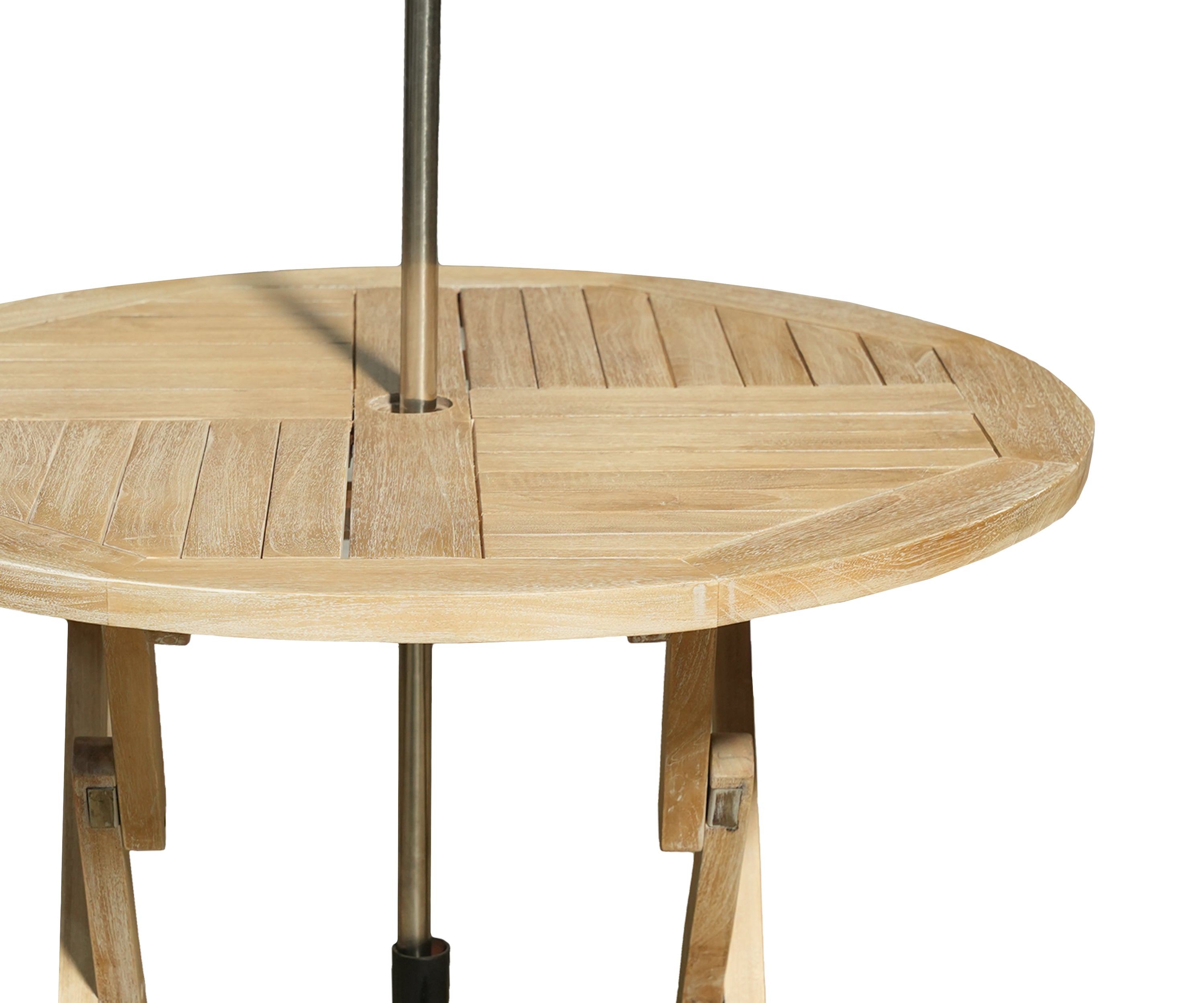 Round Checkered Teak PatioTable