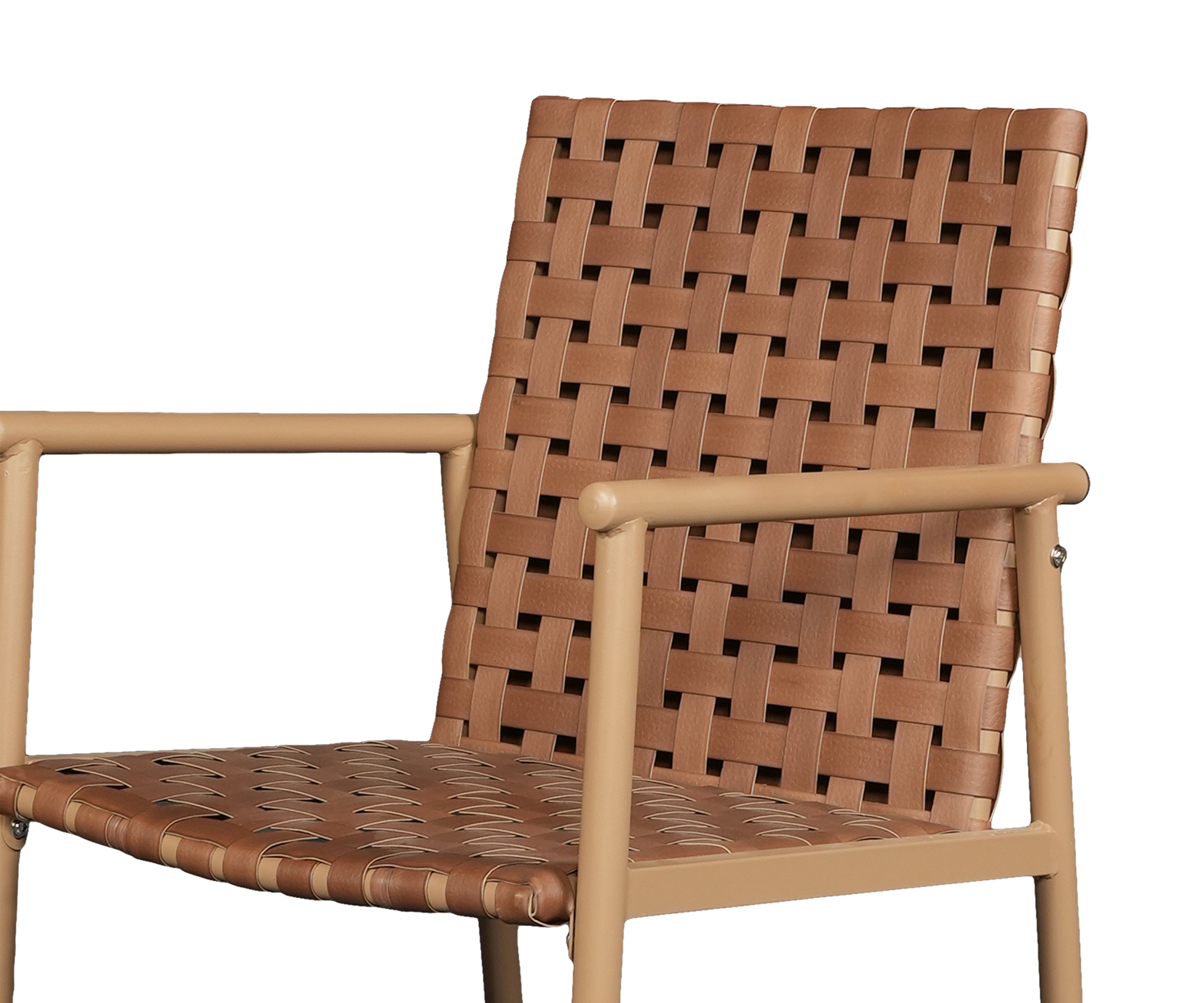 Brown Woven Garden Lounge Chair with Metal Frame