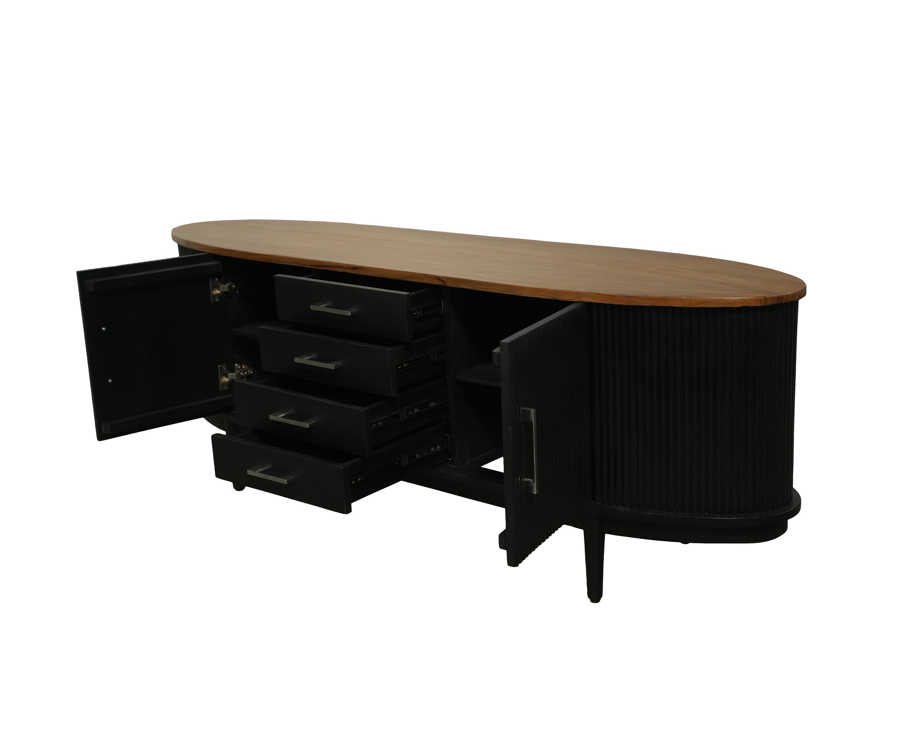 Modern Ribbed Two-Tone TV Unit