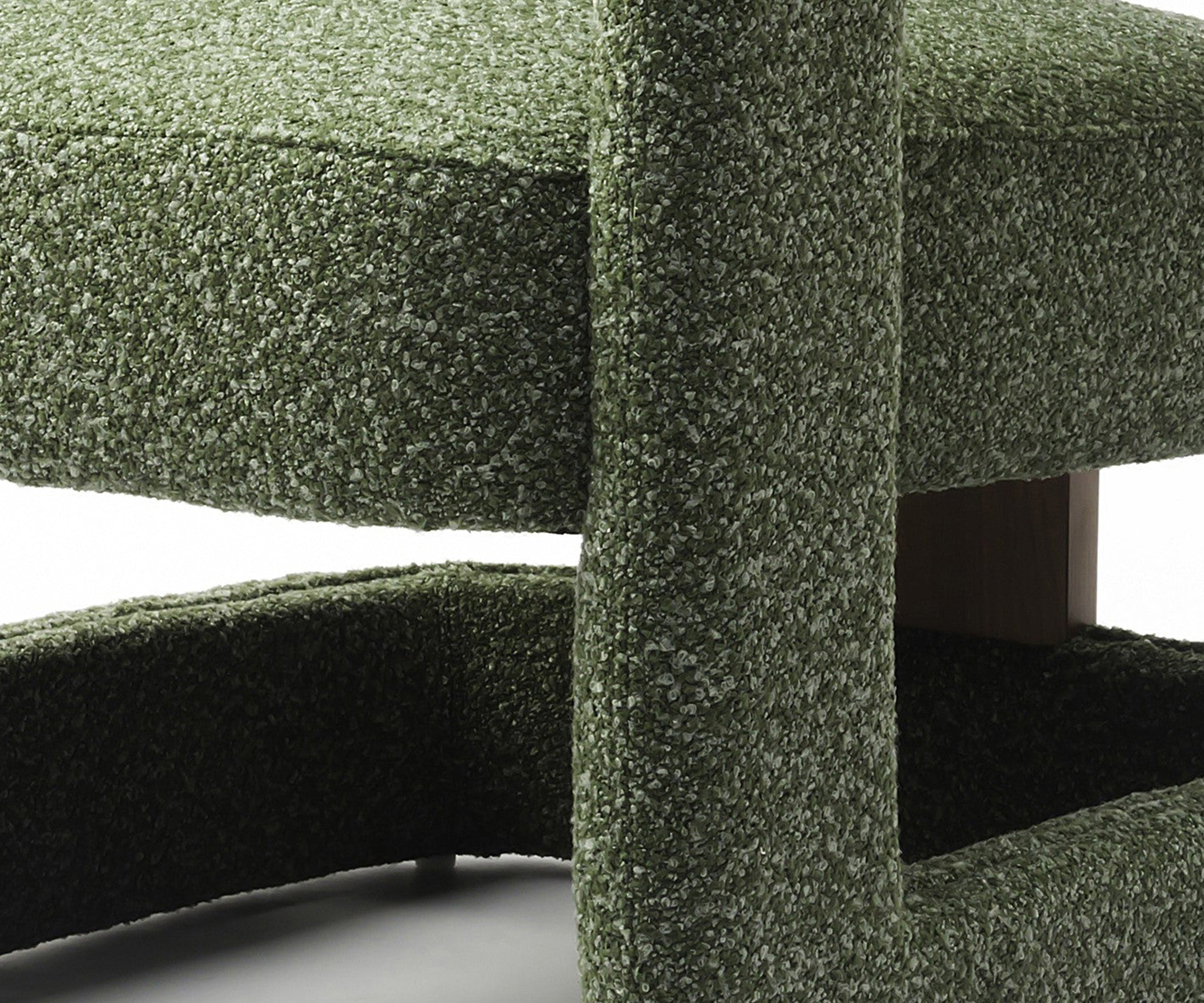 Green Sculpted Bouclé Accent Arm Chair