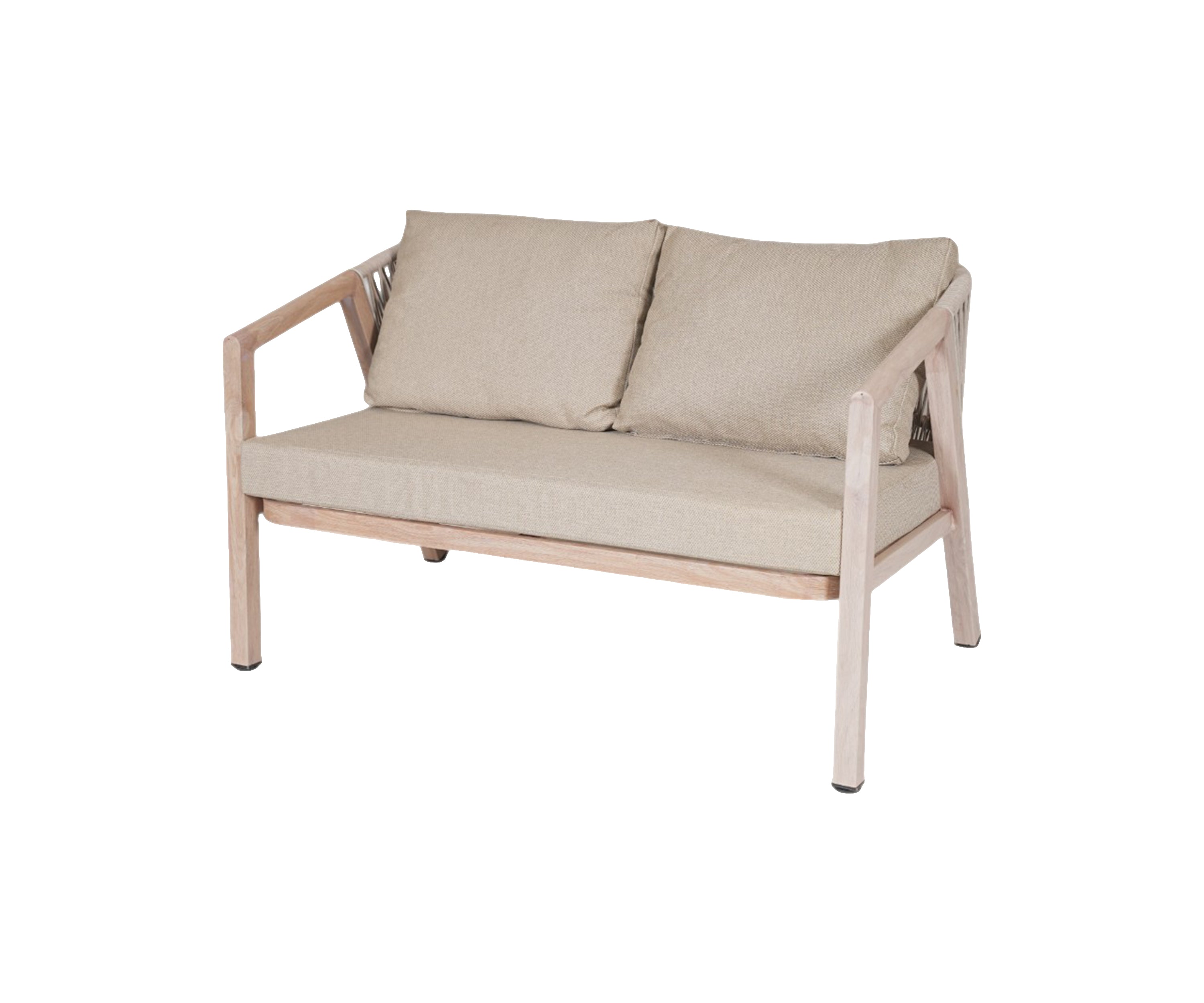 Outdoor Rope 2 Seater Sofa in Metal with Neutral Cushions