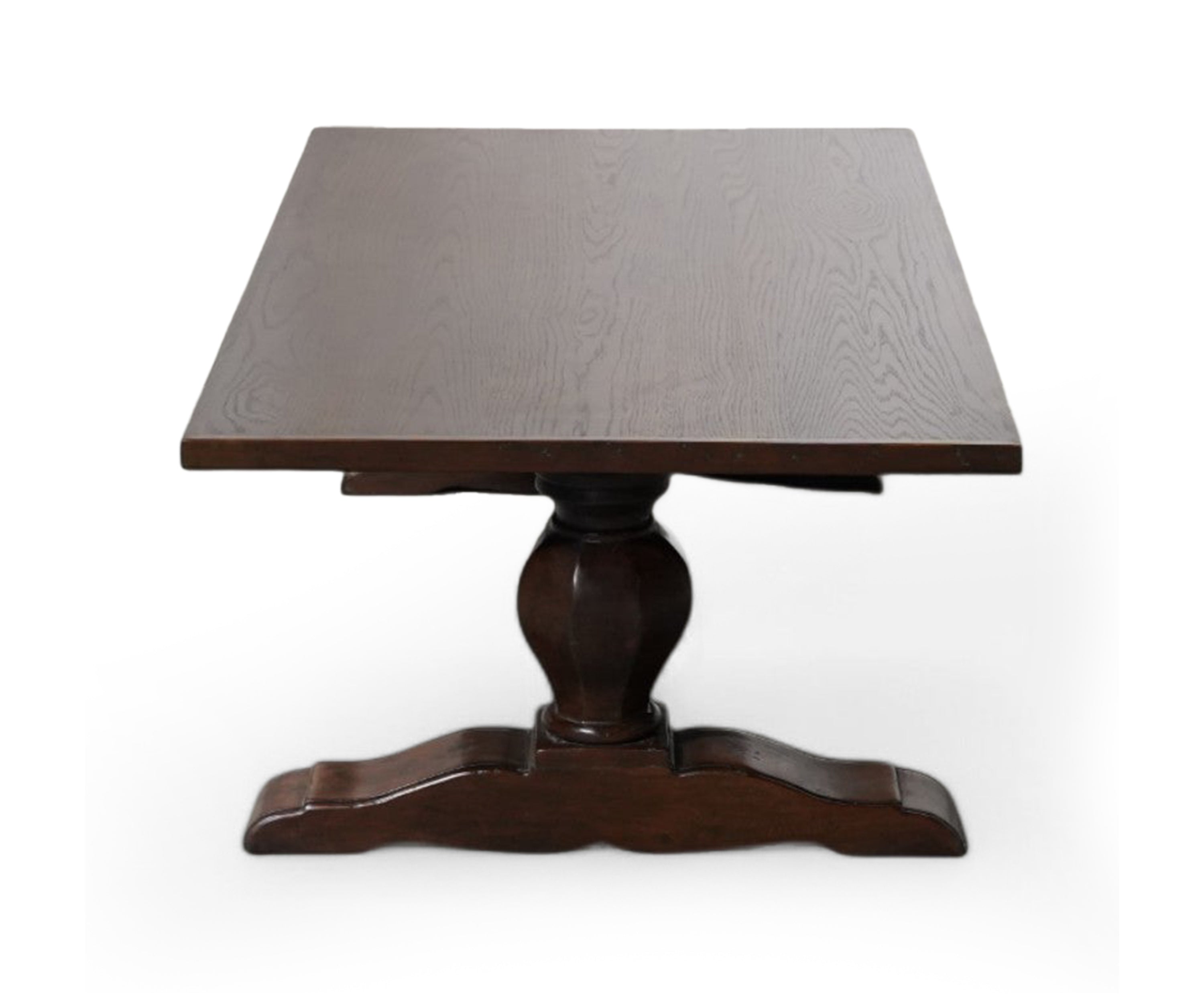 Walnut Finish Wooden Coffee Table with Pedestal Base