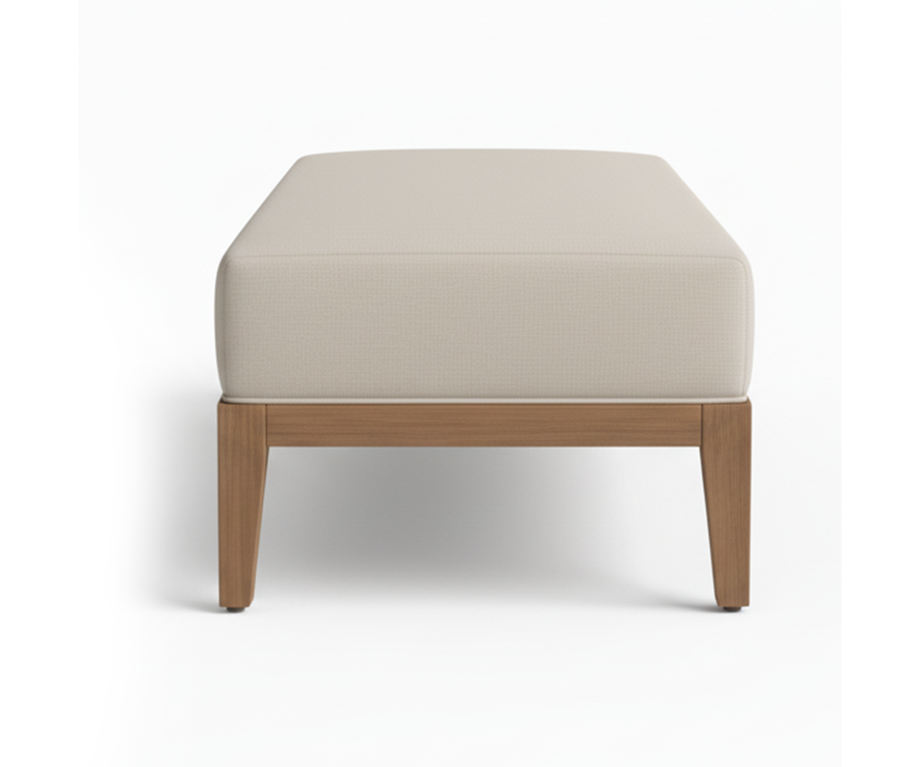 Cream Linen Bench with Wooden Base