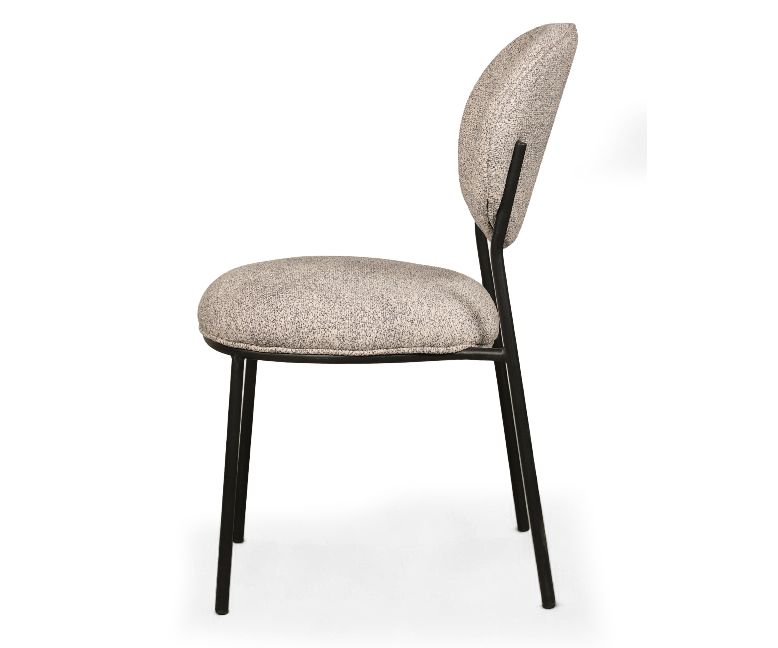 Modern Upholstered Dining Chair with Black Metal Legs
