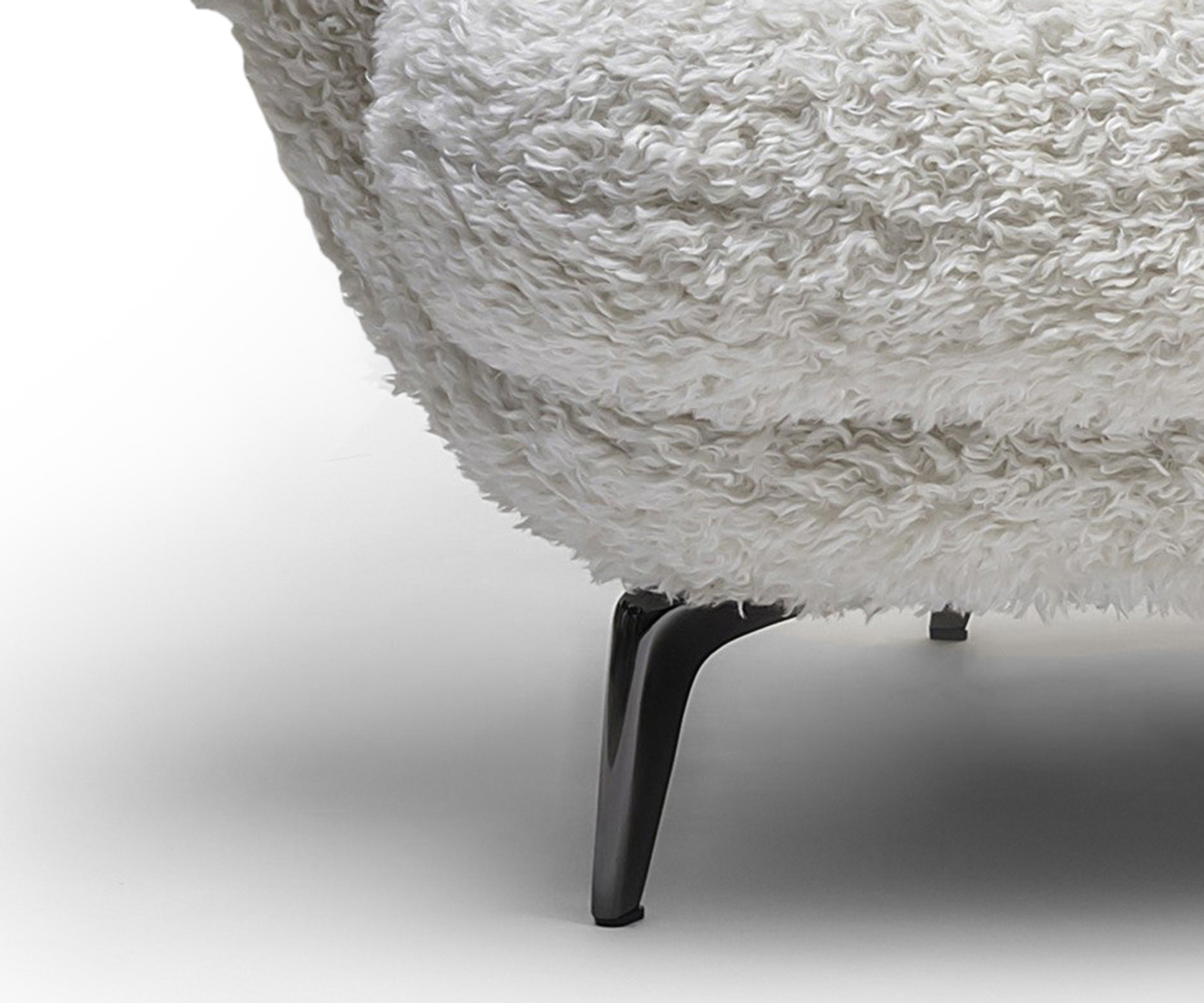 Ivory Fur Curved Arm 2 Seater Sofa