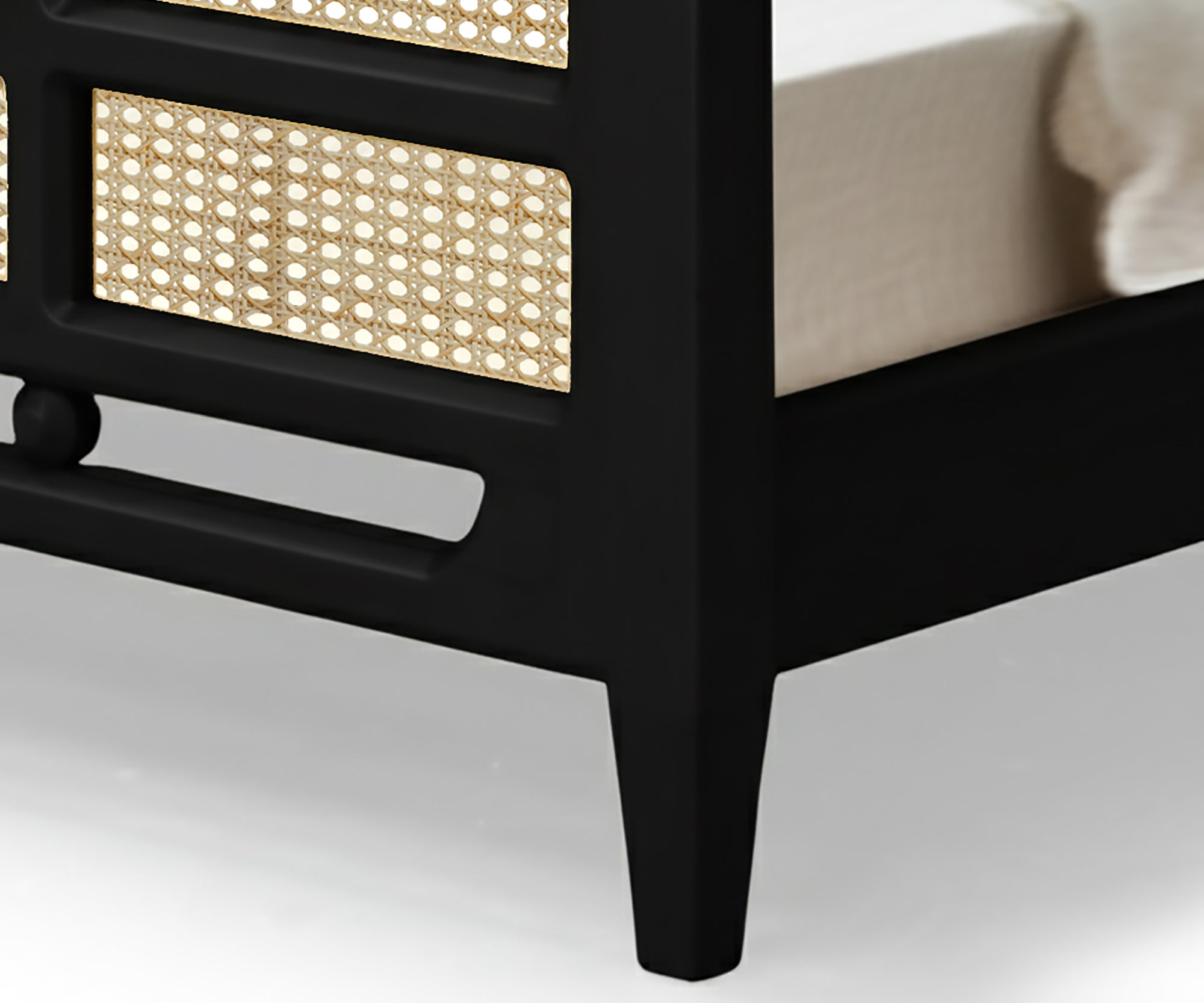Noir Acacia Wood Cane Poster Bed
