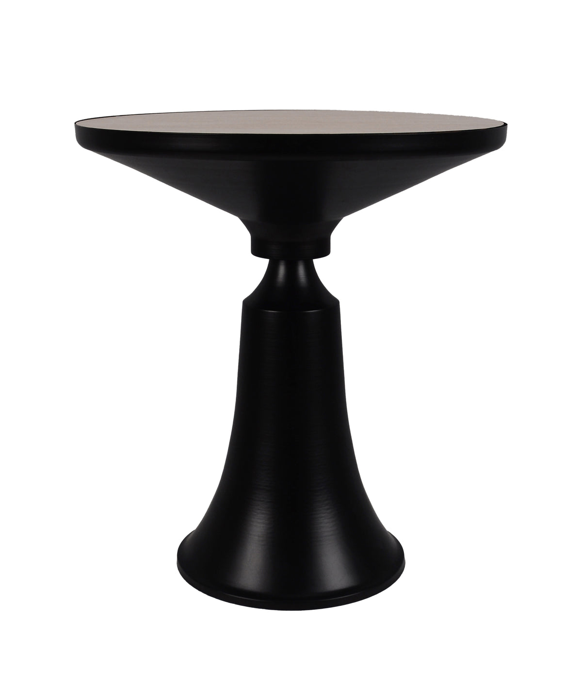 Round Two Tone End Table with Sculptural Flared Base