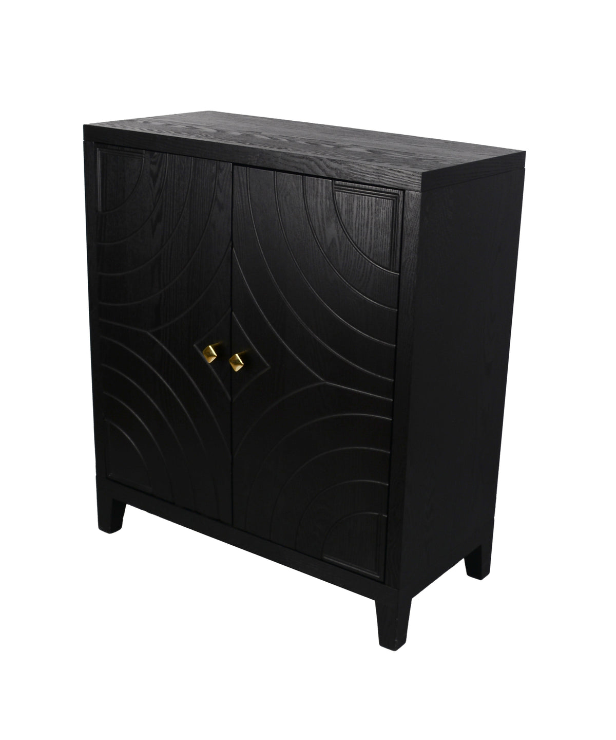 Black Arc-Groove Double-Door Cabinet