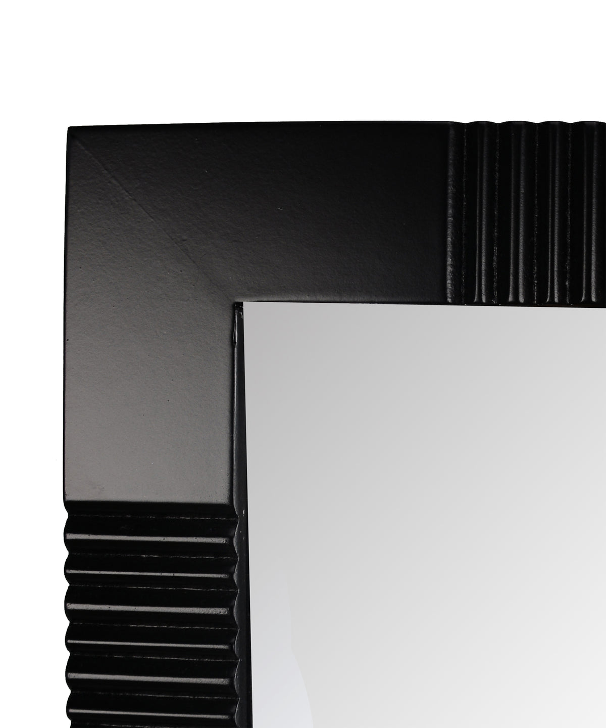Ribbed Black Rectangular Wall Mirror
