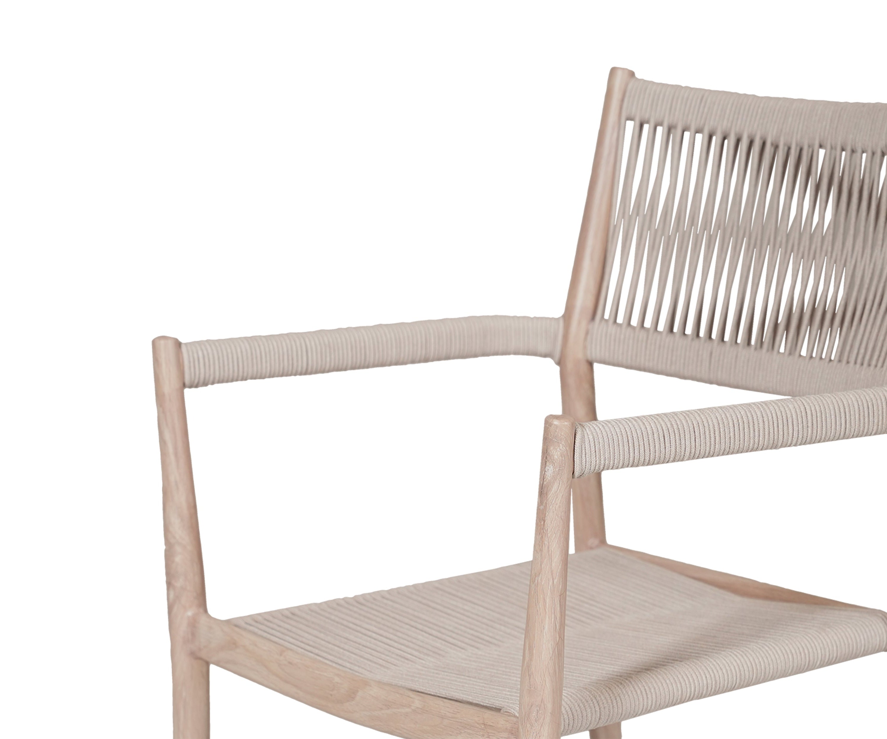 Beige Outdoor Metal Armchair with Nylon Woven Rope Seat & Backrest