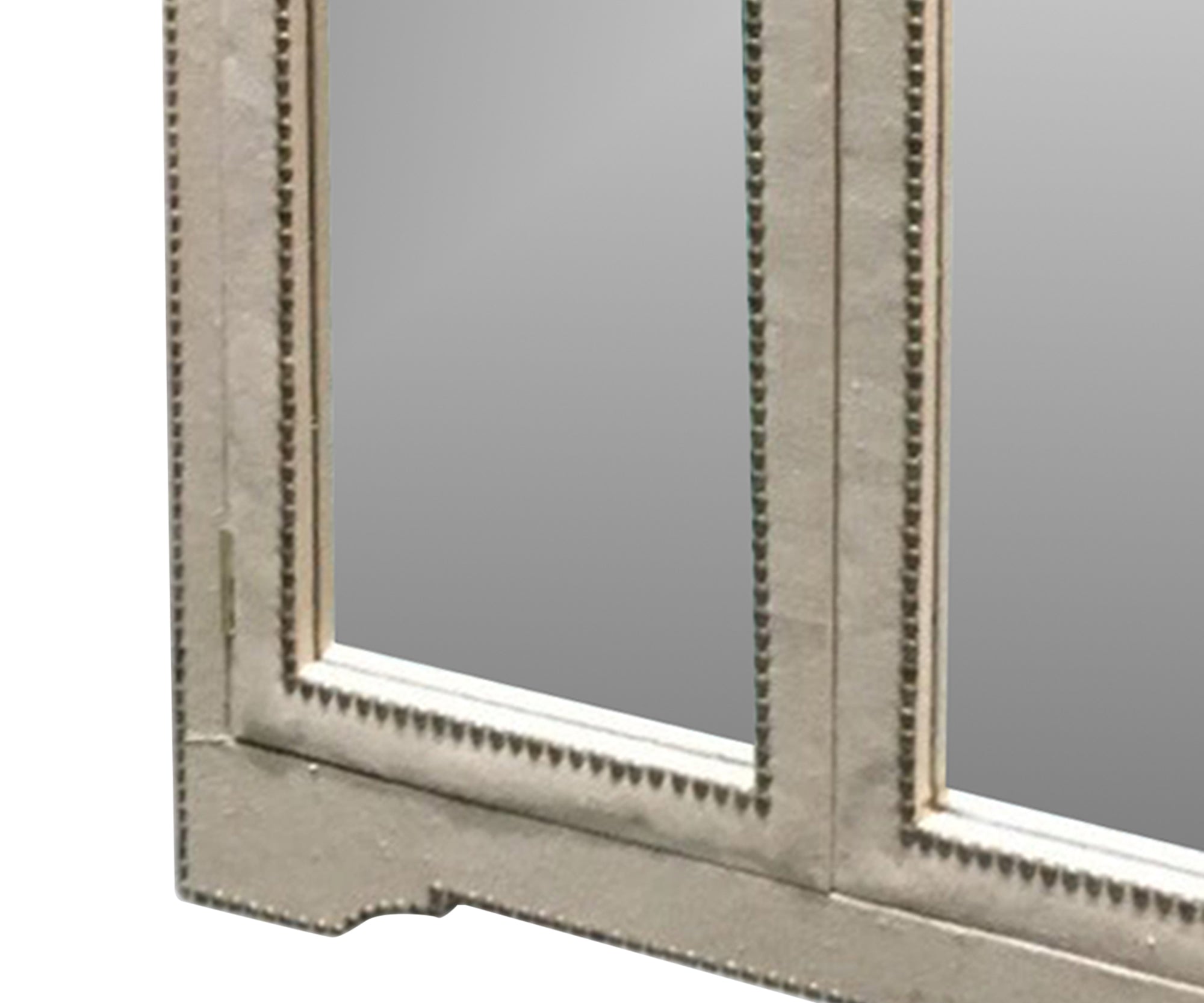 Acacia Wood Mirrored Wardrobe with Brass Nail Detail