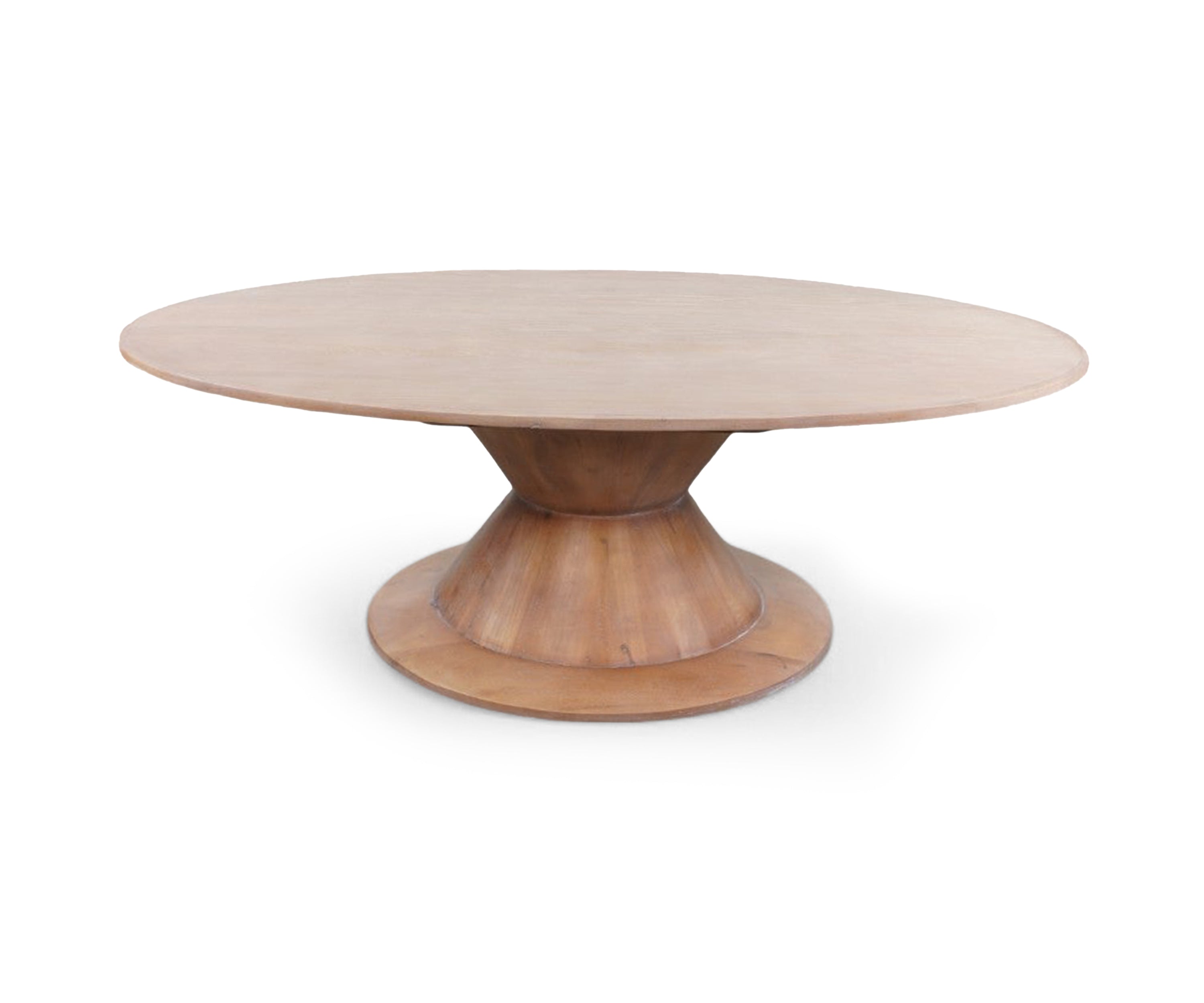 Oval Solid Wood Coffee Table with Pedestal Base