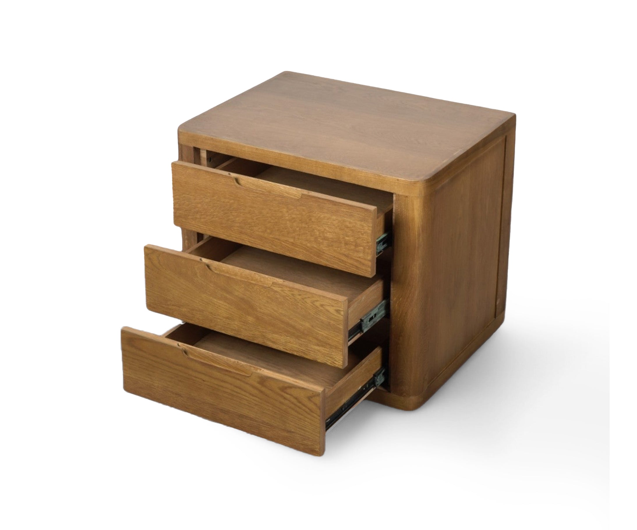 Natural Wood Rounded Edge 3-Drawer Night Stand