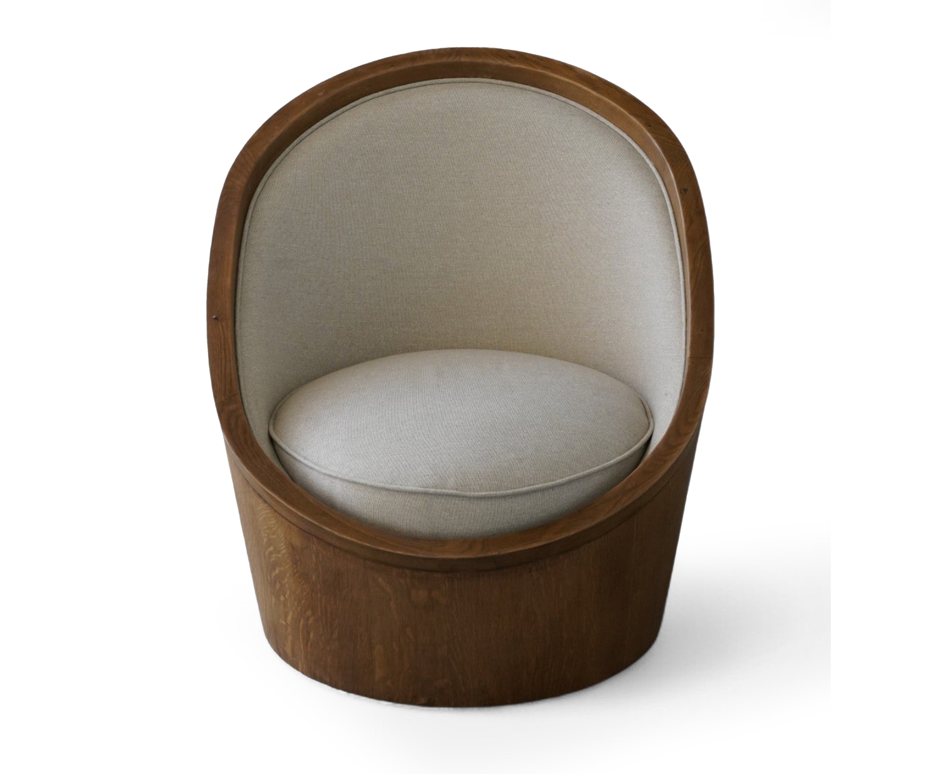 Oval Oak Veneer Lounge Chair