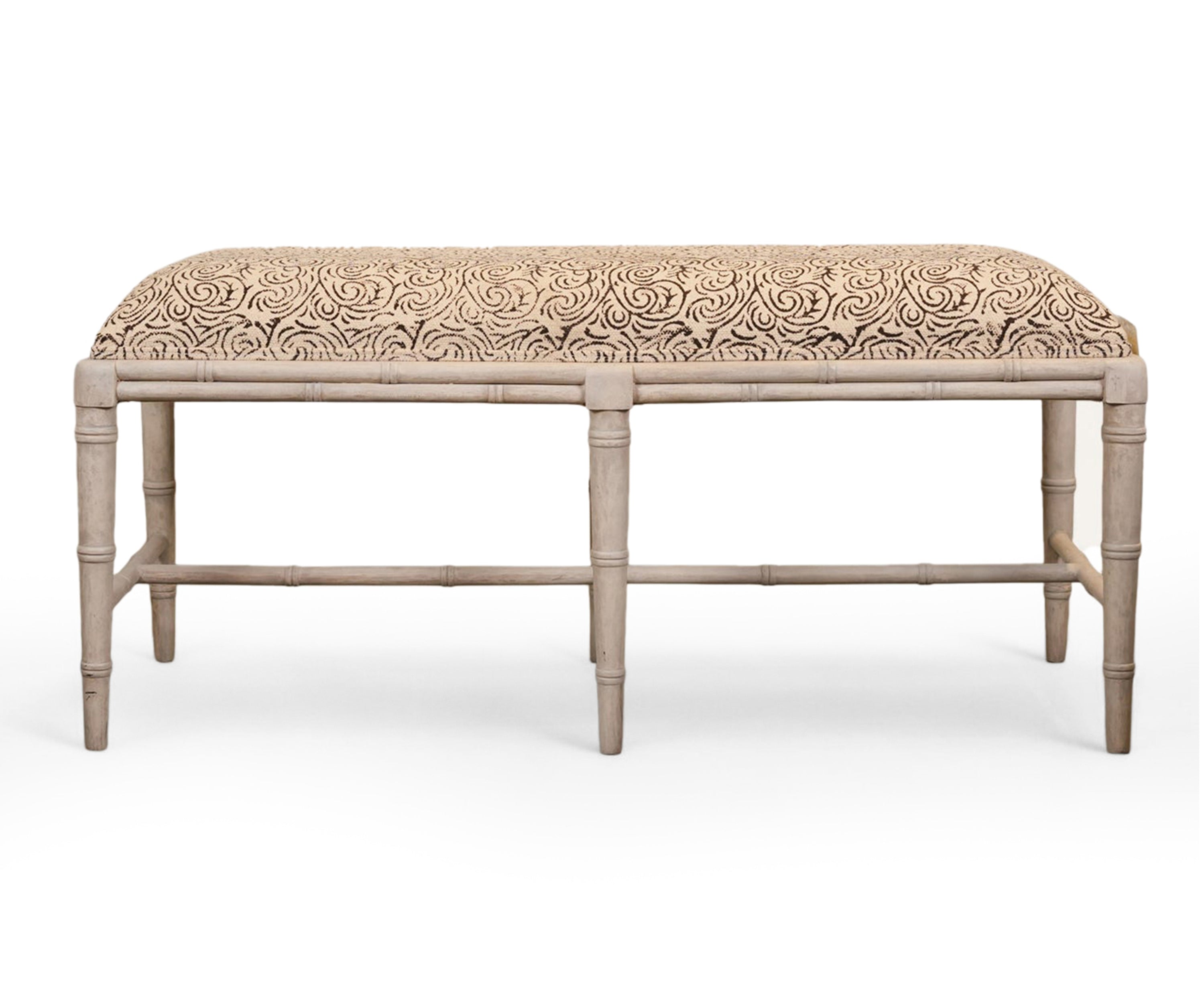 Printed Cotton Bamboo Bench