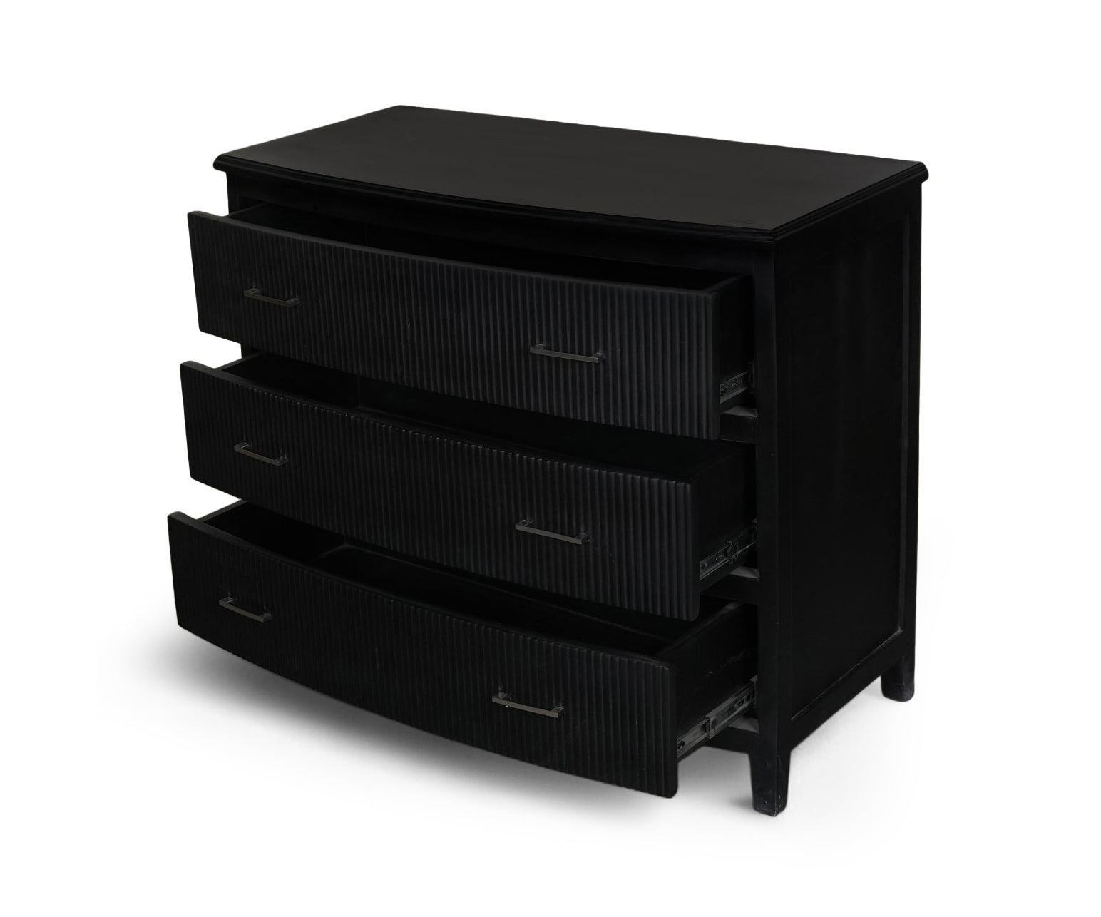 Modern Black Fluted 3 Drawer Chest of Drawers