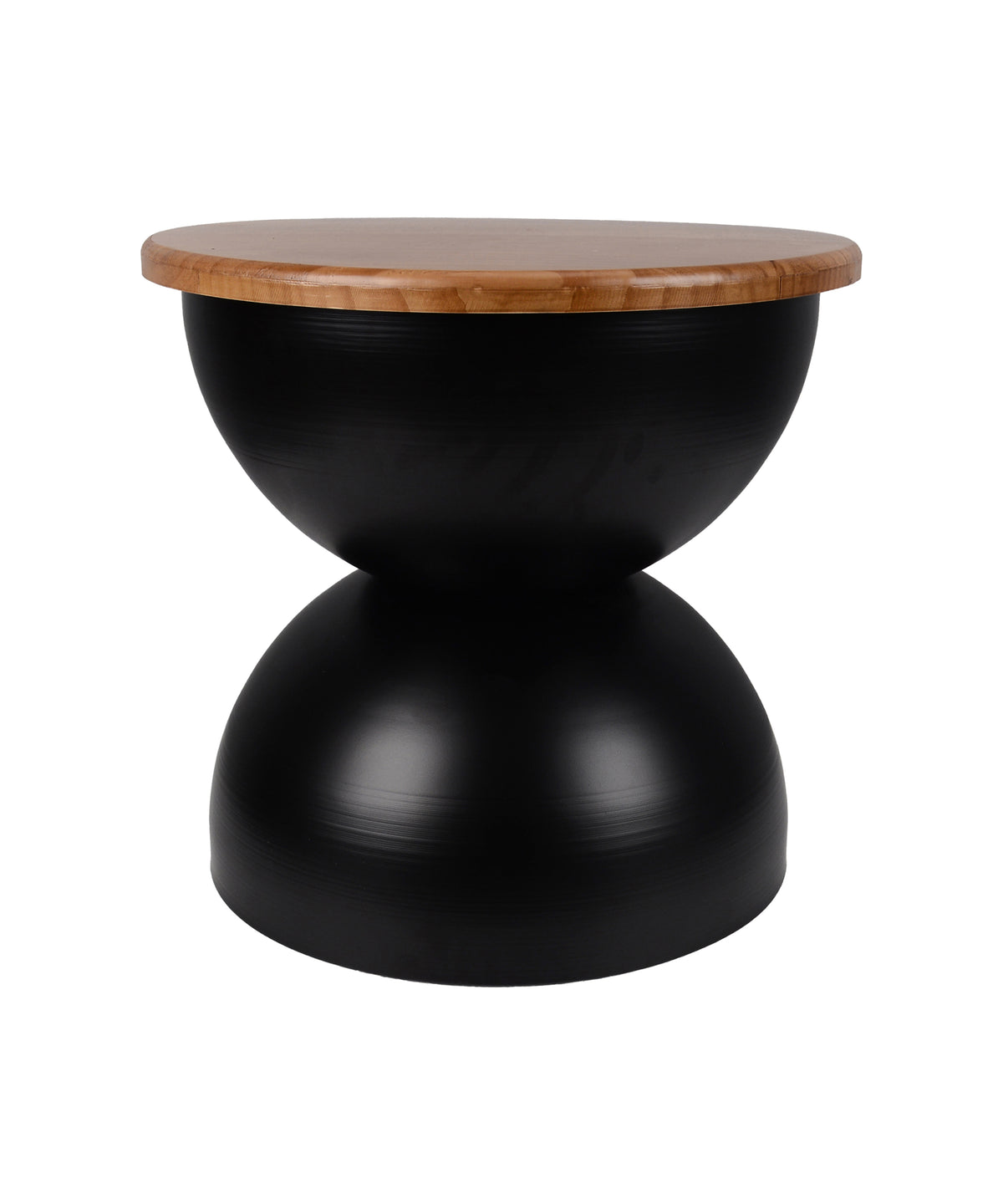 Round Sculptural Matte Black Hourglass End Table