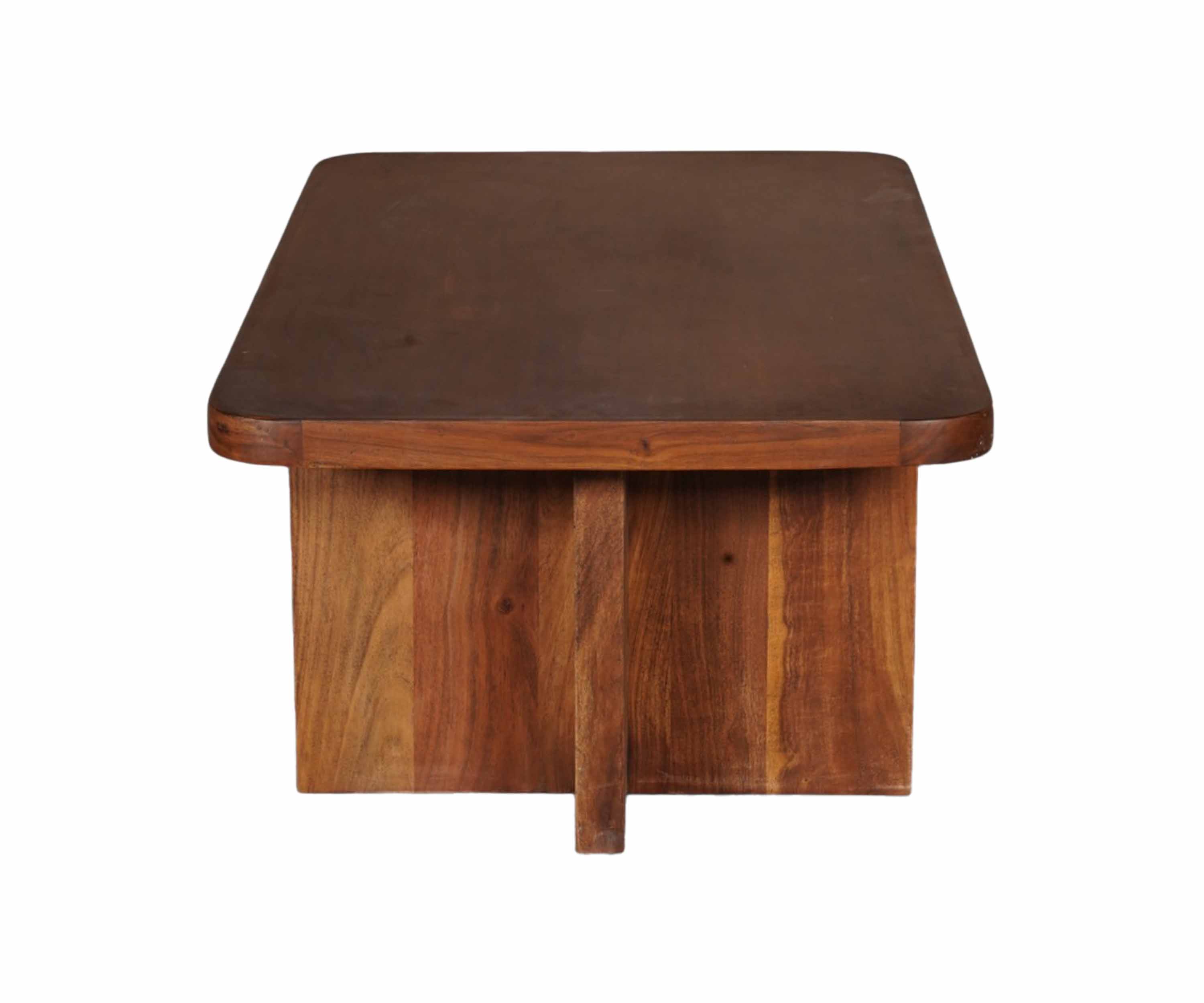 Solid Acacia Wood Coffee Table in Rich Brown Finish