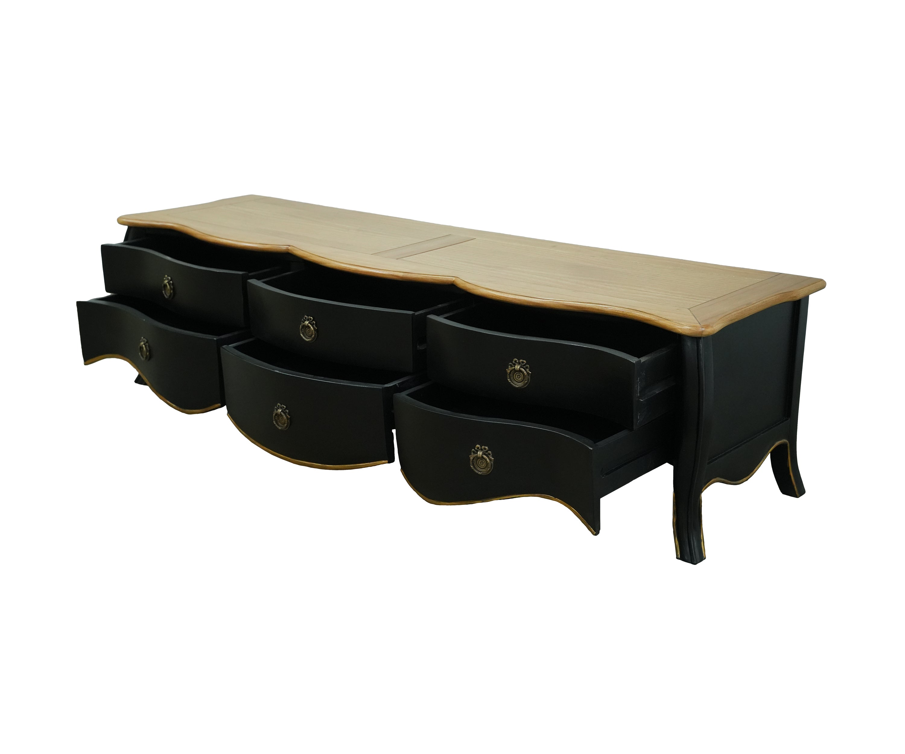 Antique Black & Gold French TV Unit