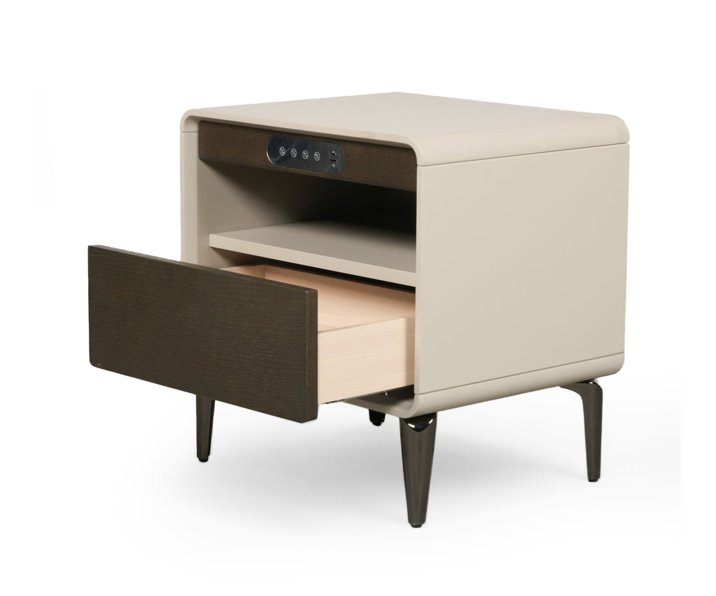 Taupe Smart Charge Bed Side Table with Drawer