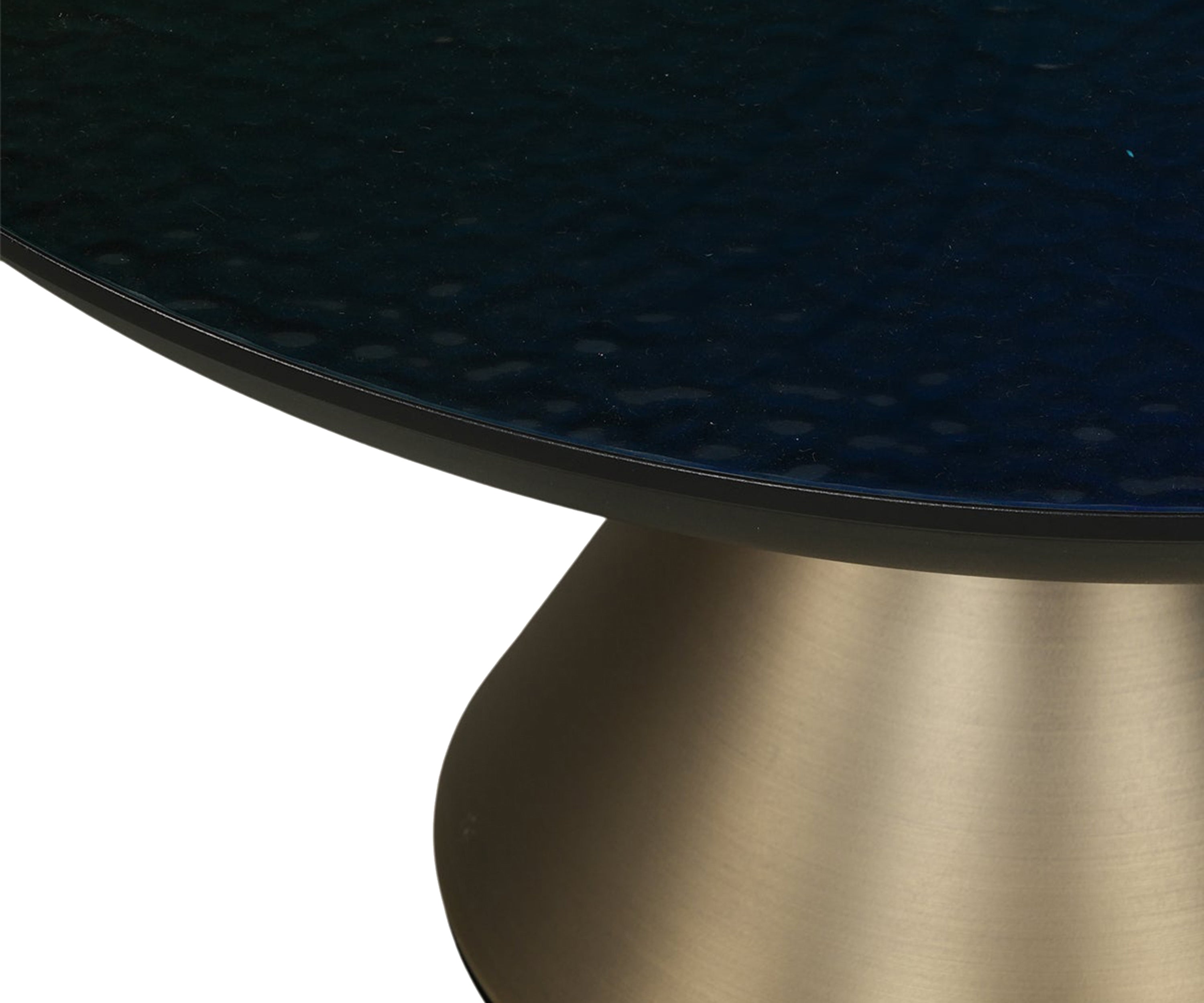 Black Glass Top Brass Nesting Coffee Table Set of 2