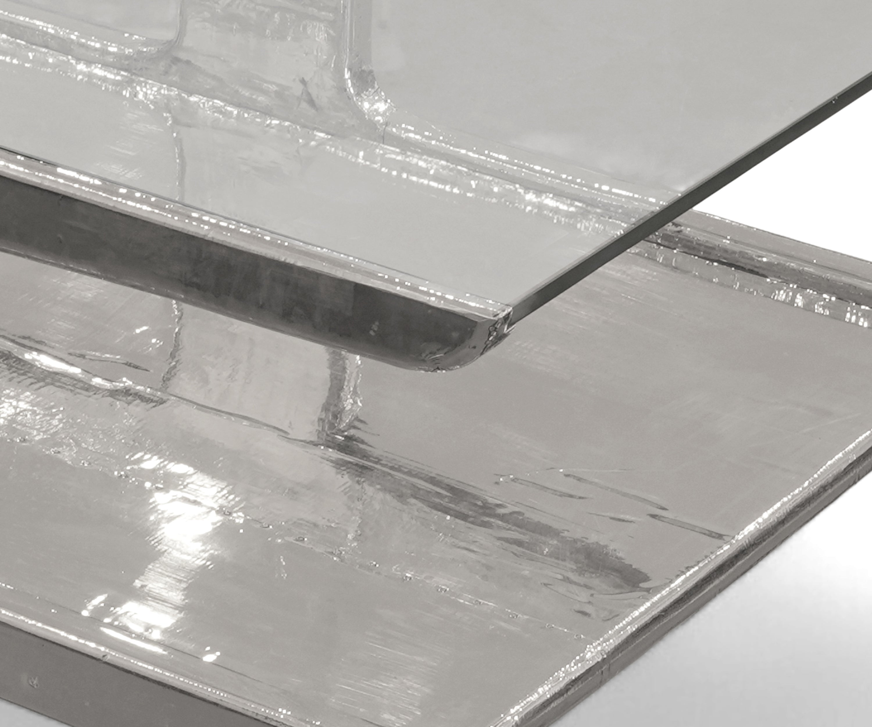 German Silver Glass Top Coffee Table