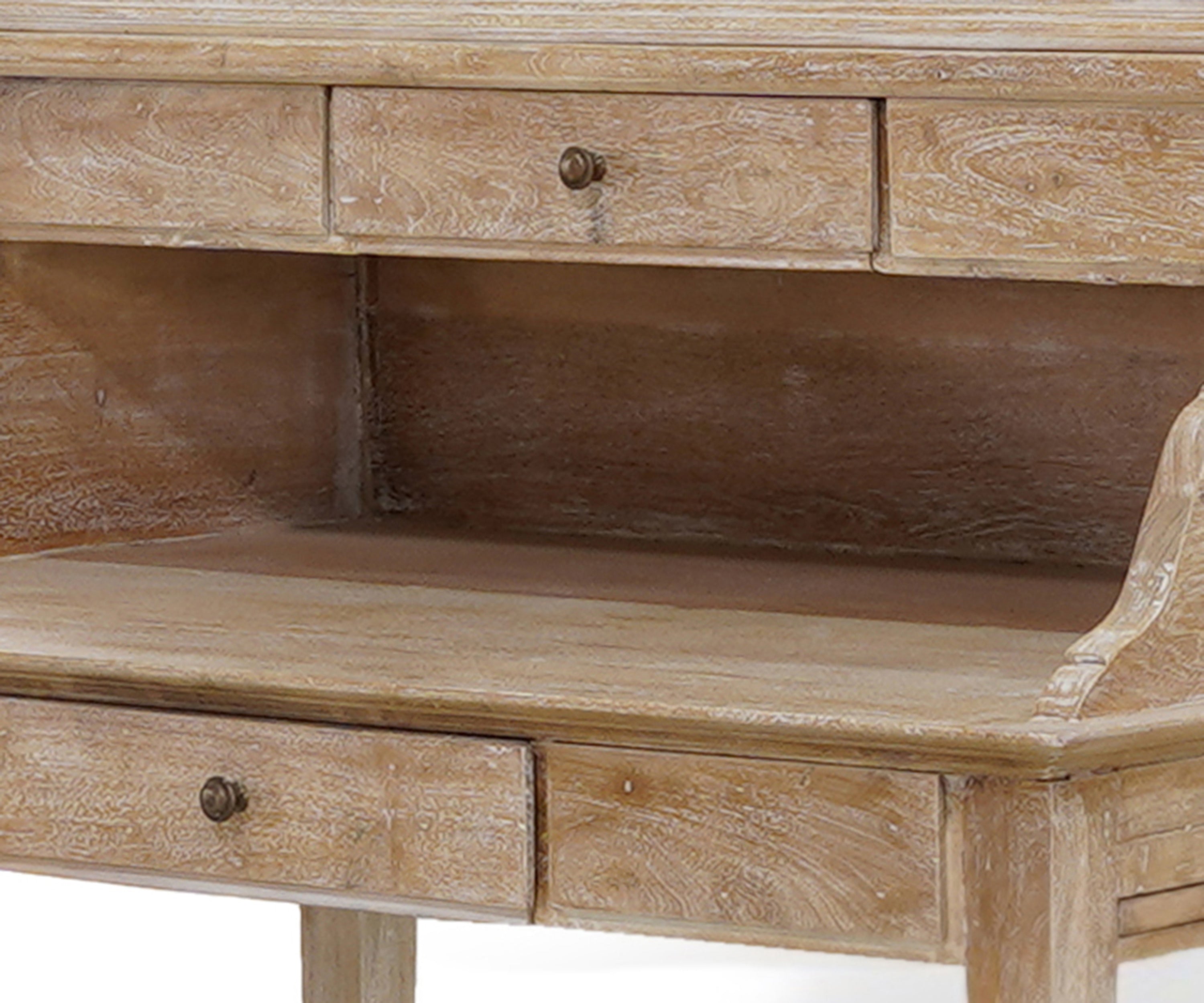 Wooden Study Table with Glass Door Cabinet and Display Storage