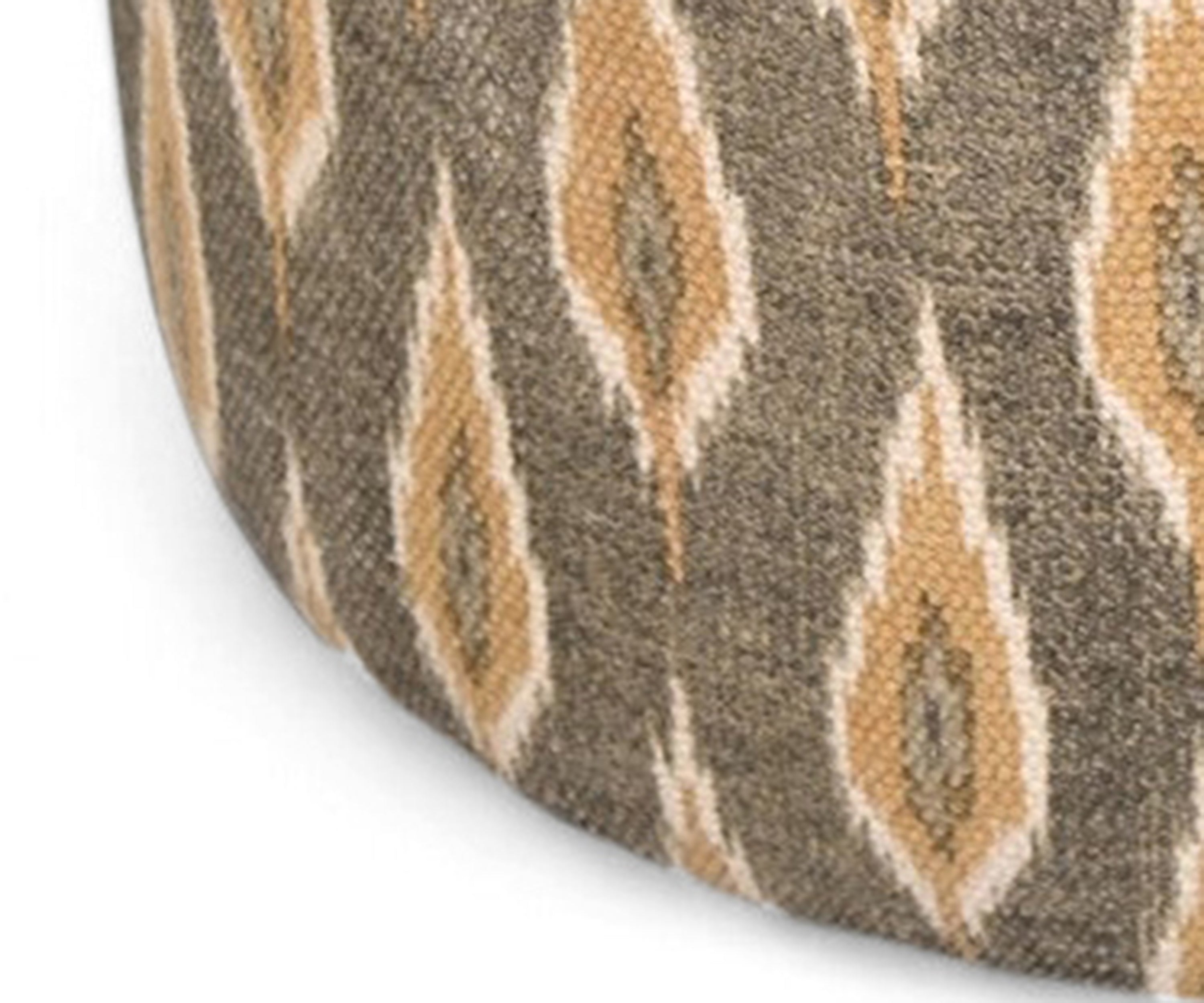 Ikat Print Dhurrie Round Ottoman