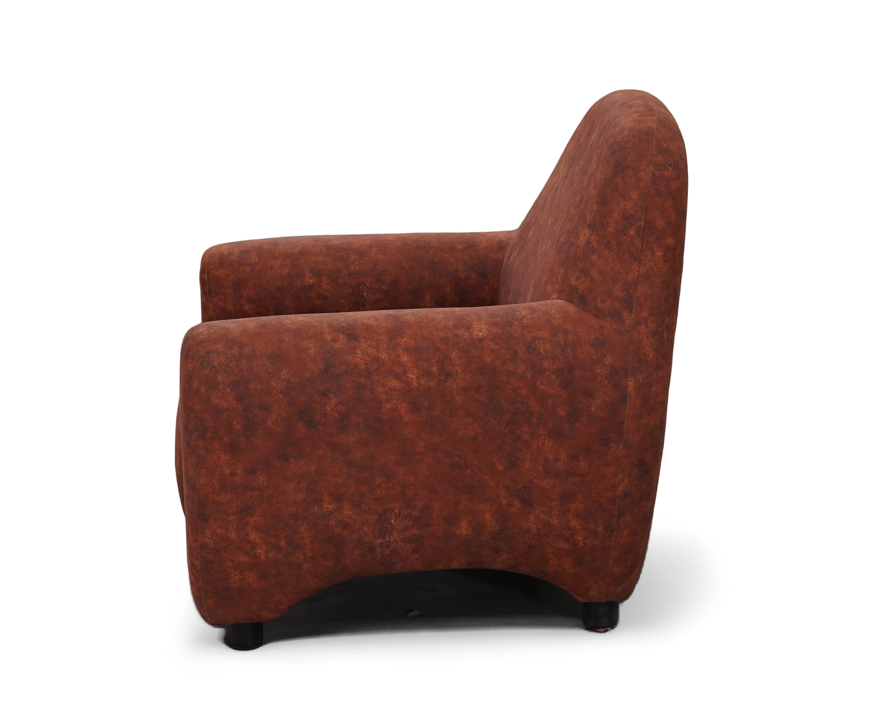 Rust Barrel Lounge Chair with Curved Arms