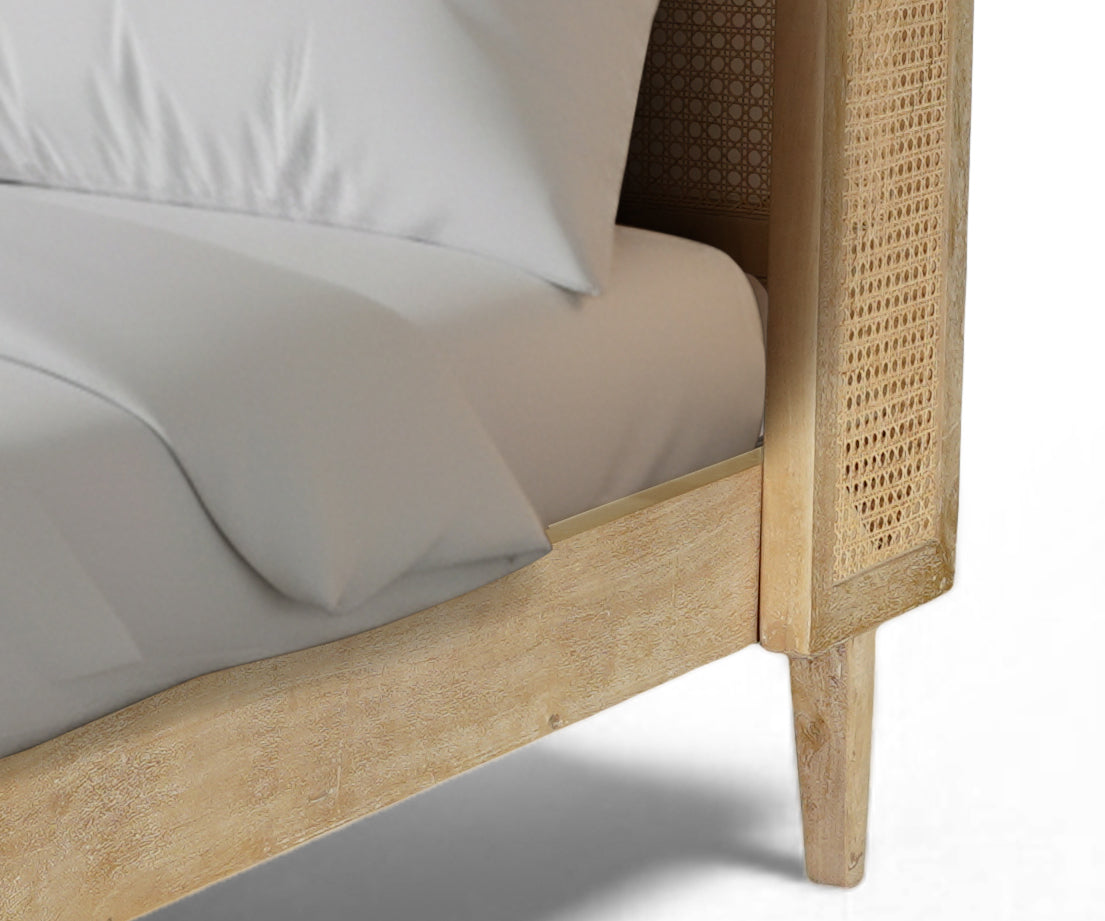 Arden Acacia Wood Cane Panel Bed